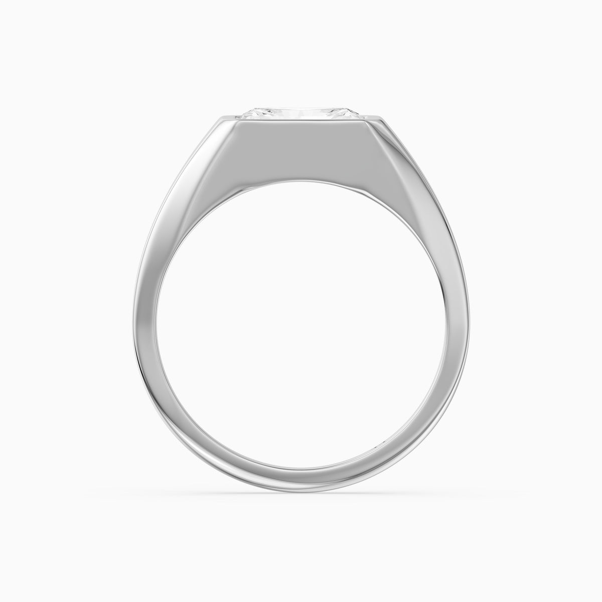 Sela Radiant Cut Bezel Set Lab Grown Diamond Signet Ring