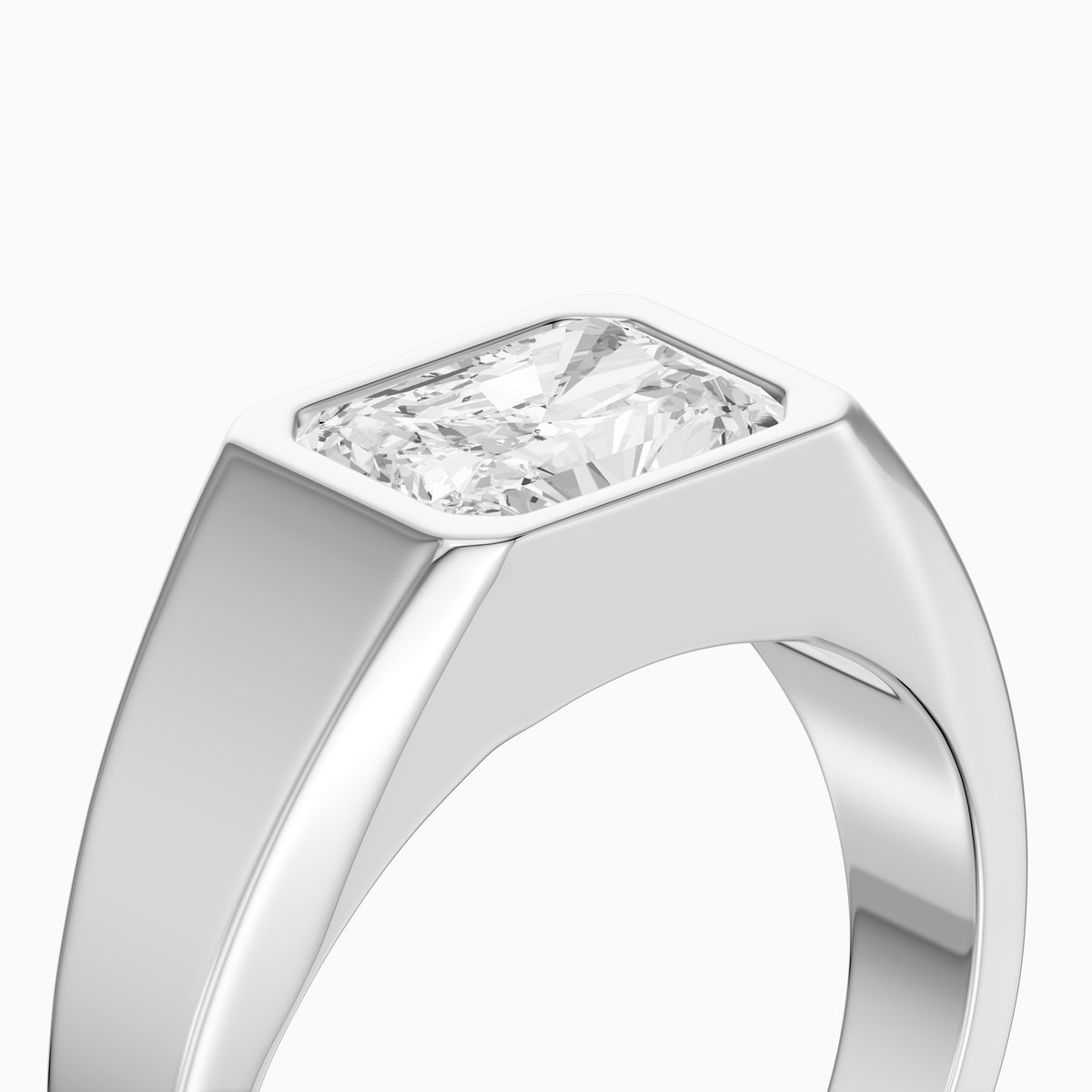 Sela Radiant Cut Bezel Set Lab Grown Diamond Signet Ring