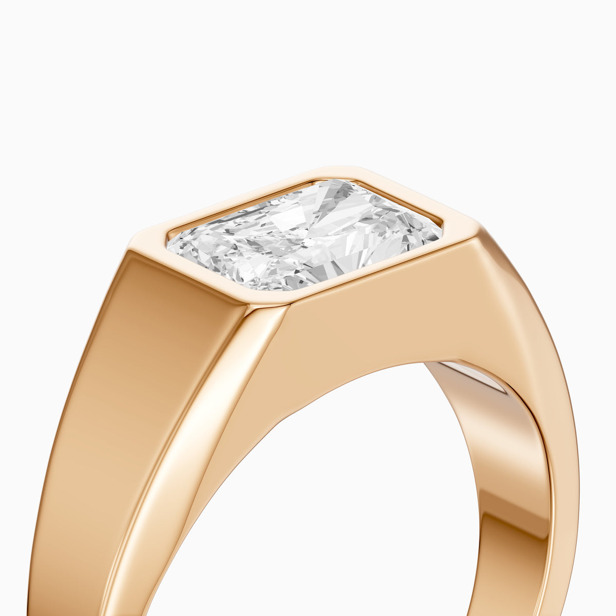 Sela Radiant Cut Bezel Set Lab Grown Diamond Signet Ring