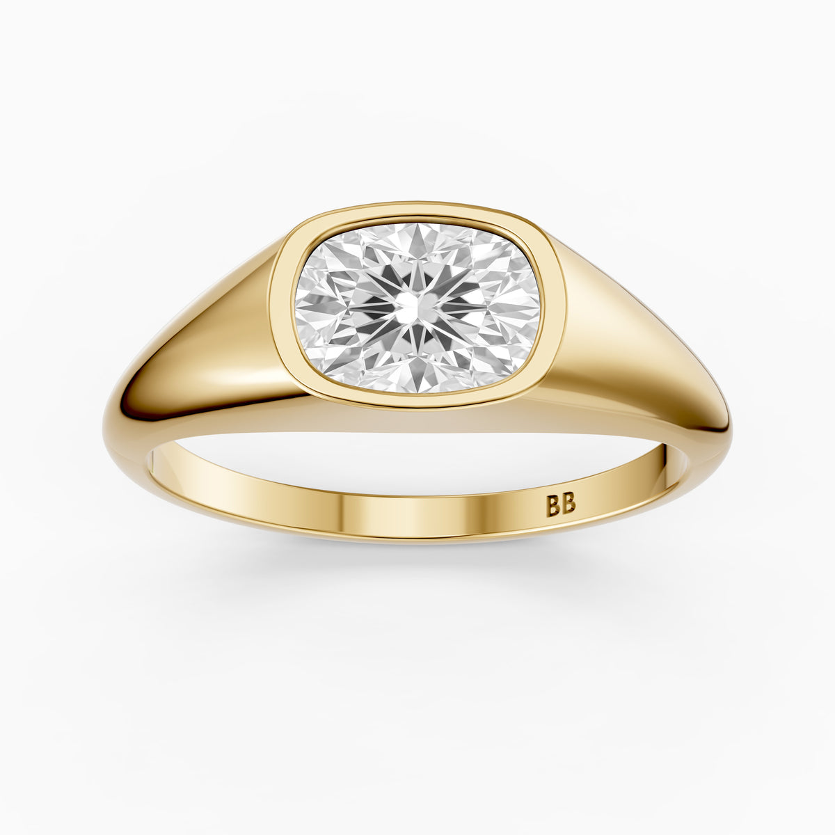 Nori Elongated Cushion Cut Bezel Set Lab Grown Diamond Signet Ring