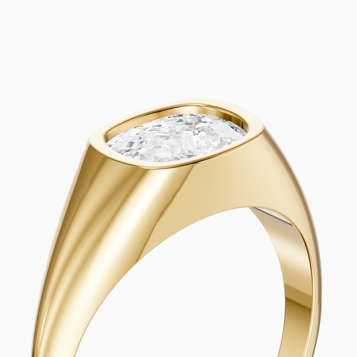 Nori Elongated Cushion Cut Bezel Set Lab Grown Diamond Signet Ring