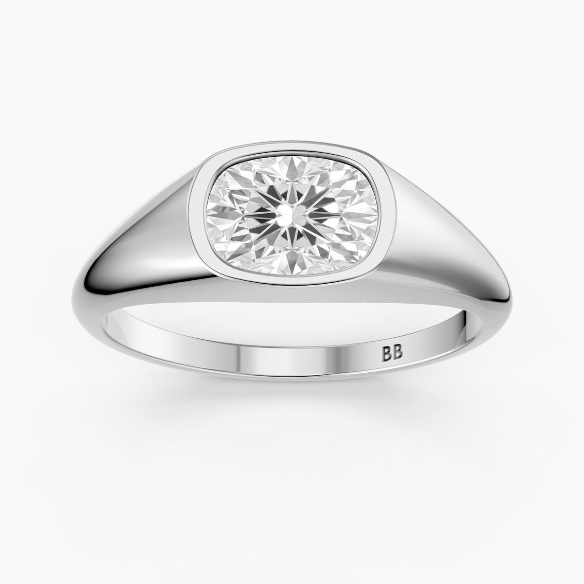 Nori Elongated Cushion Cut Bezel Set Lab Grown Diamond Signet Ring