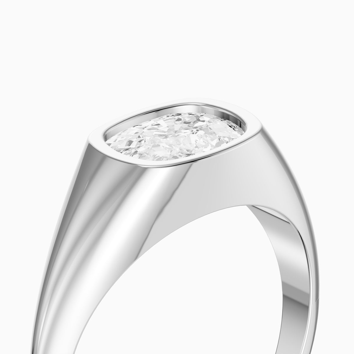 Nori Elongated Cushion Cut Bezel Set Lab Grown Diamond Signet Ring