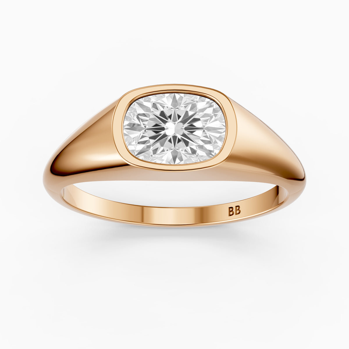 Nori Elongated Cushion Cut Bezel Set Lab Grown Diamond Signet Ring