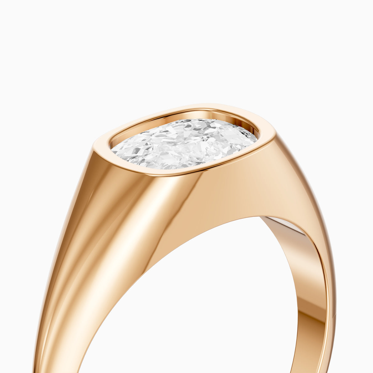 Nori Elongated Cushion Cut Bezel Set Lab Grown Diamond Signet Ring