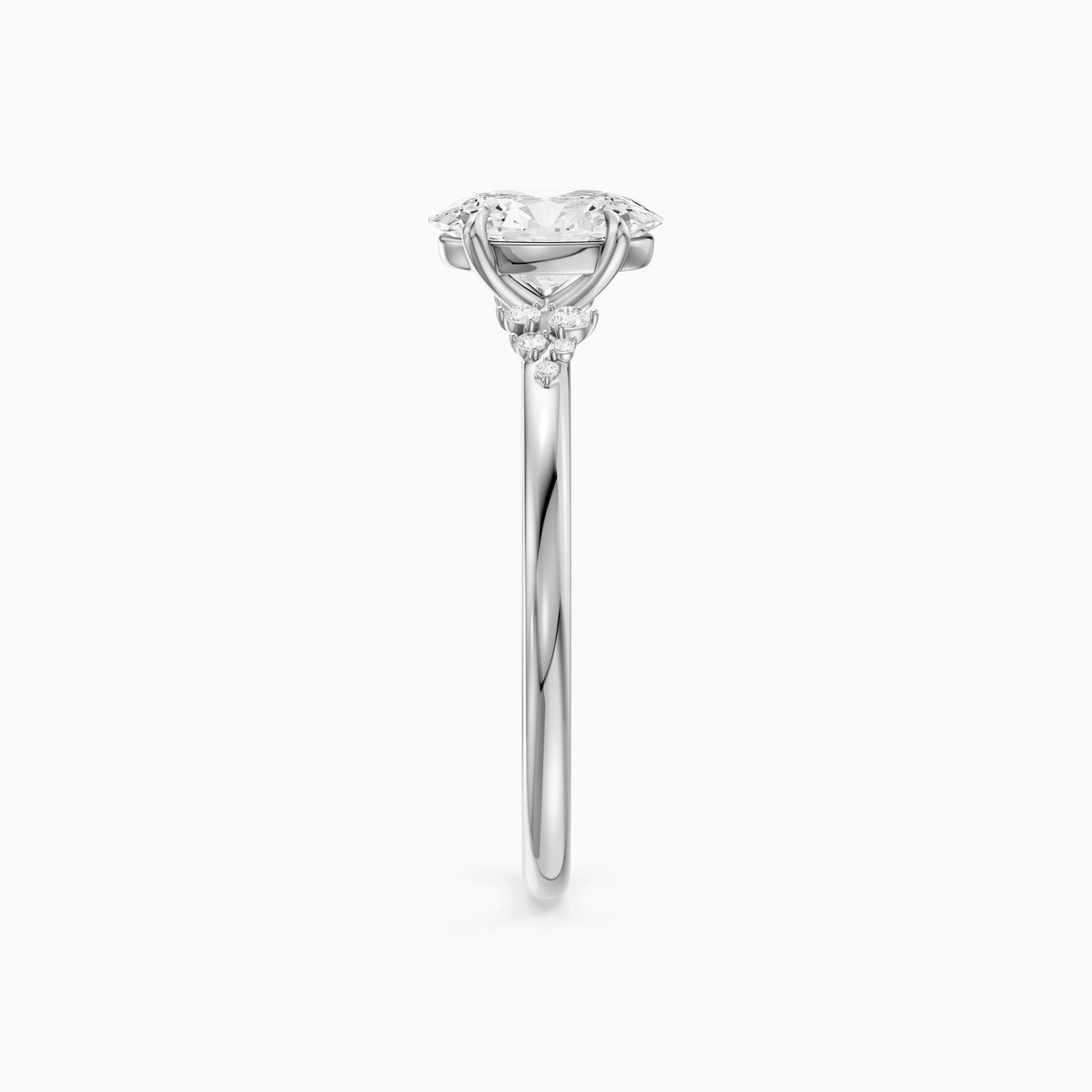 Koda Oval Cut Lab Grown Diamond Engagement Ring with Floral Cluster Side Stones