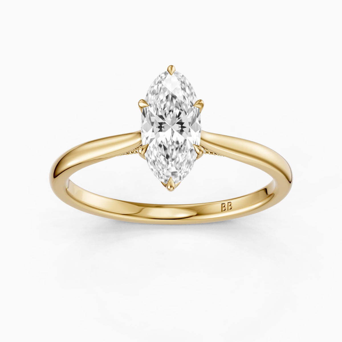 Leya 6 Prong Moval Lab Diamond Ring in Tulip Cathedral Setting