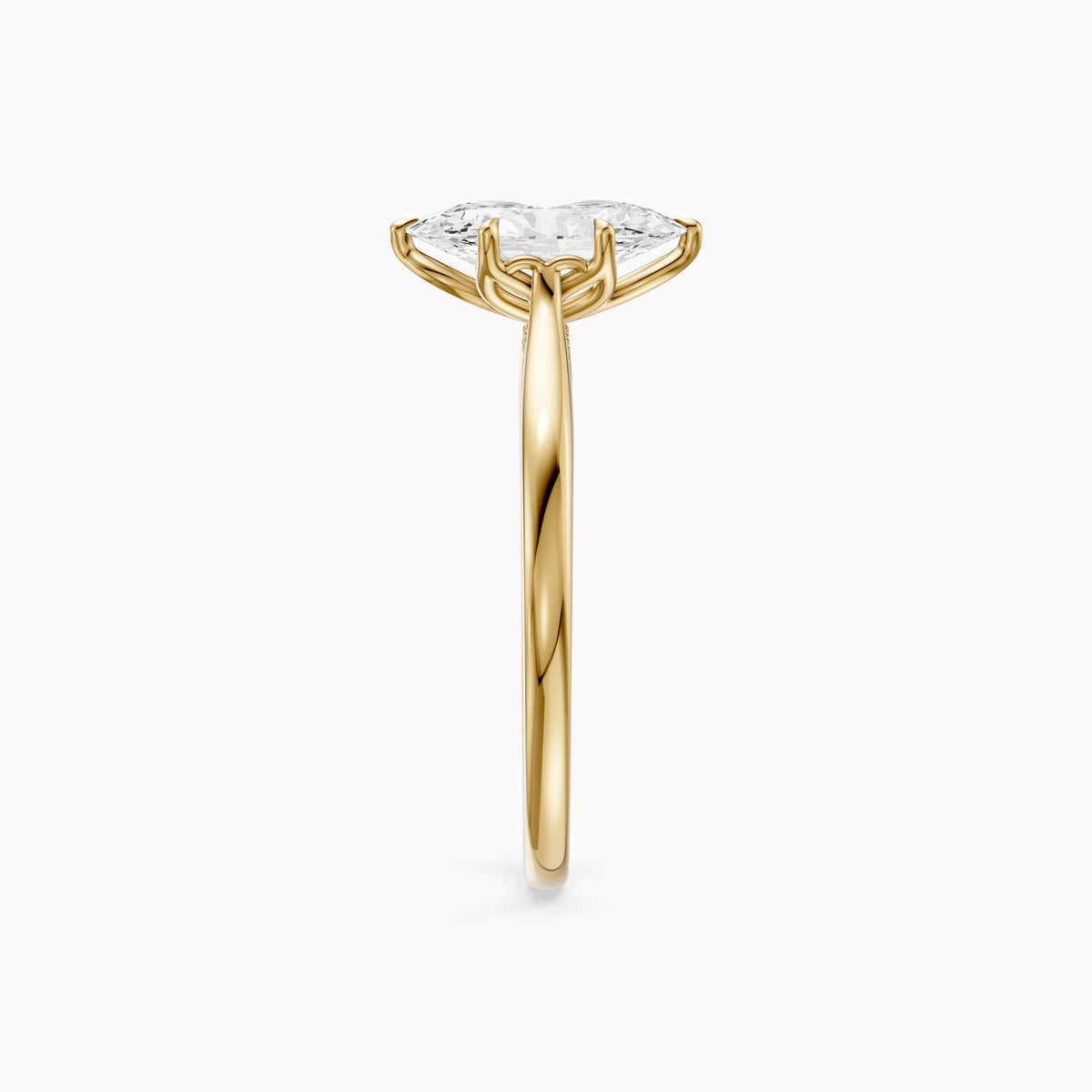 Leya 6 Prong Moval Lab Diamond Ring in Tulip Cathedral Setting