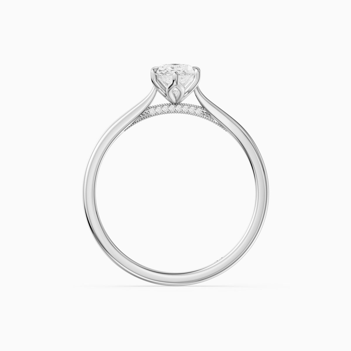 Leya 6 Prong Moval Lab Diamond Ring in Tulip Cathedral Setting