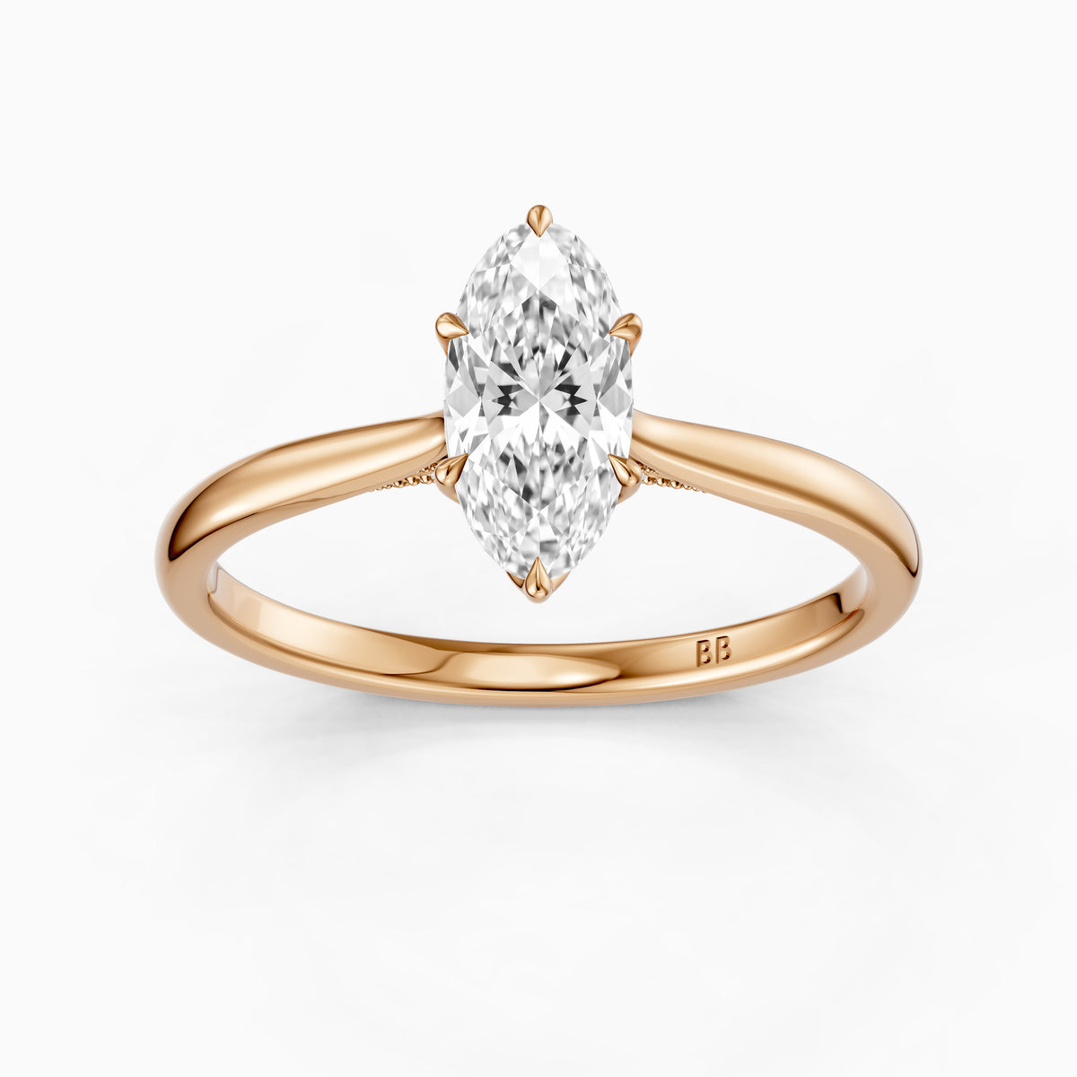 Leya 6 Prong Moval Lab Diamond Ring in Tulip Cathedral Setting