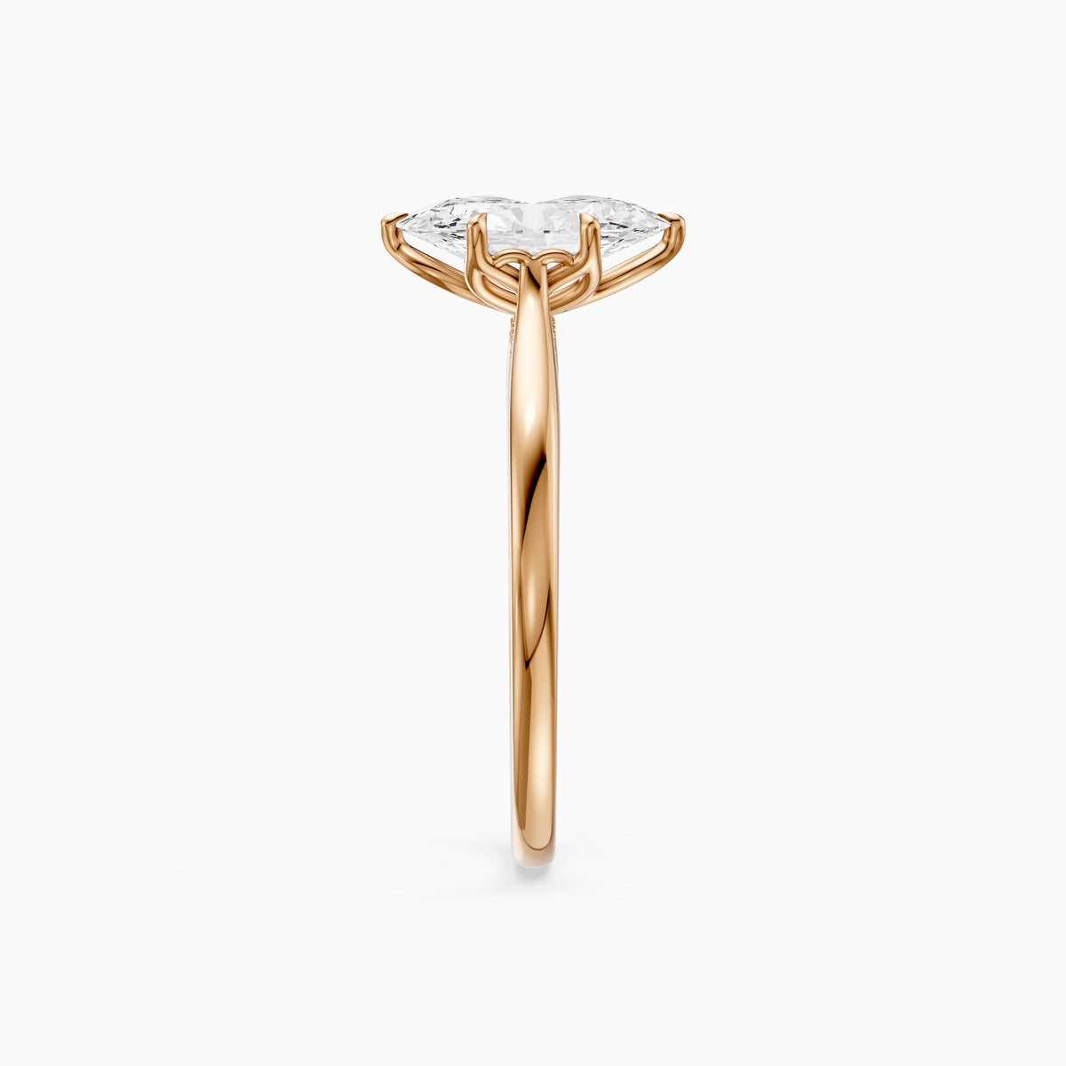 Leya 6 Prong Moval Lab Diamond Ring in Tulip Cathedral Setting