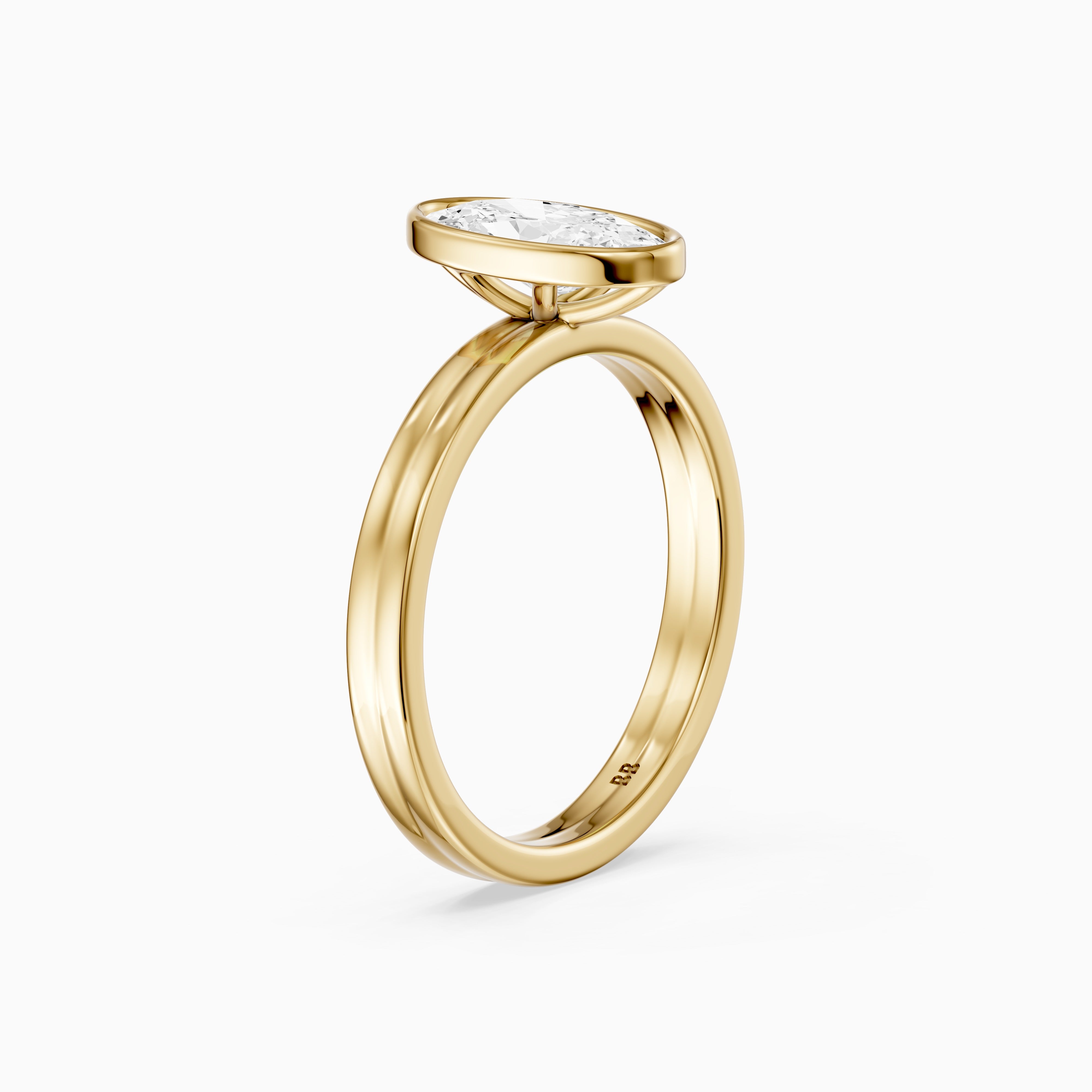 Vivienne Moval Bezel Set Lab Grown Diamond Solitaire Ring