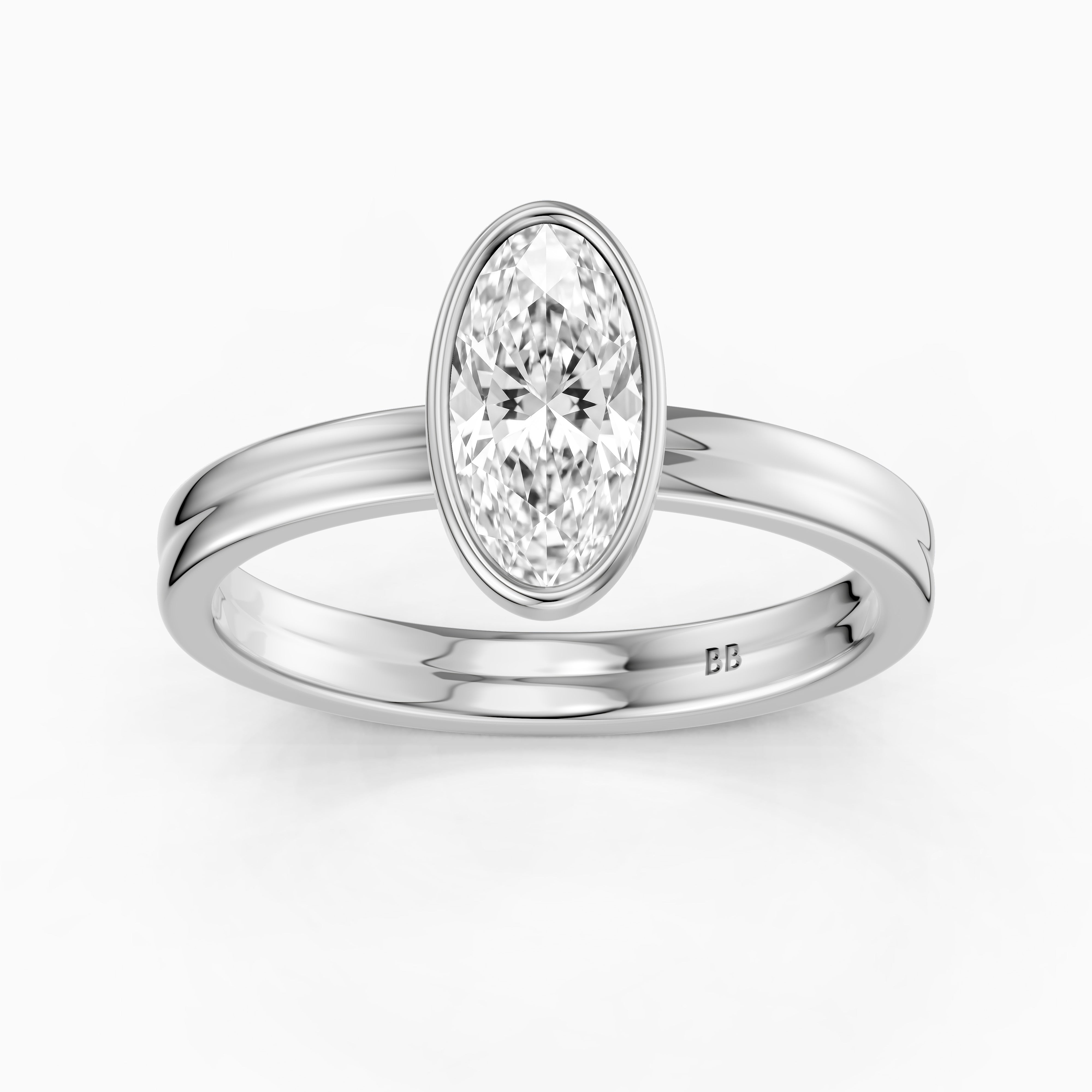 Vivienne Moval Bezel Set Lab Grown Diamond Solitaire Ring