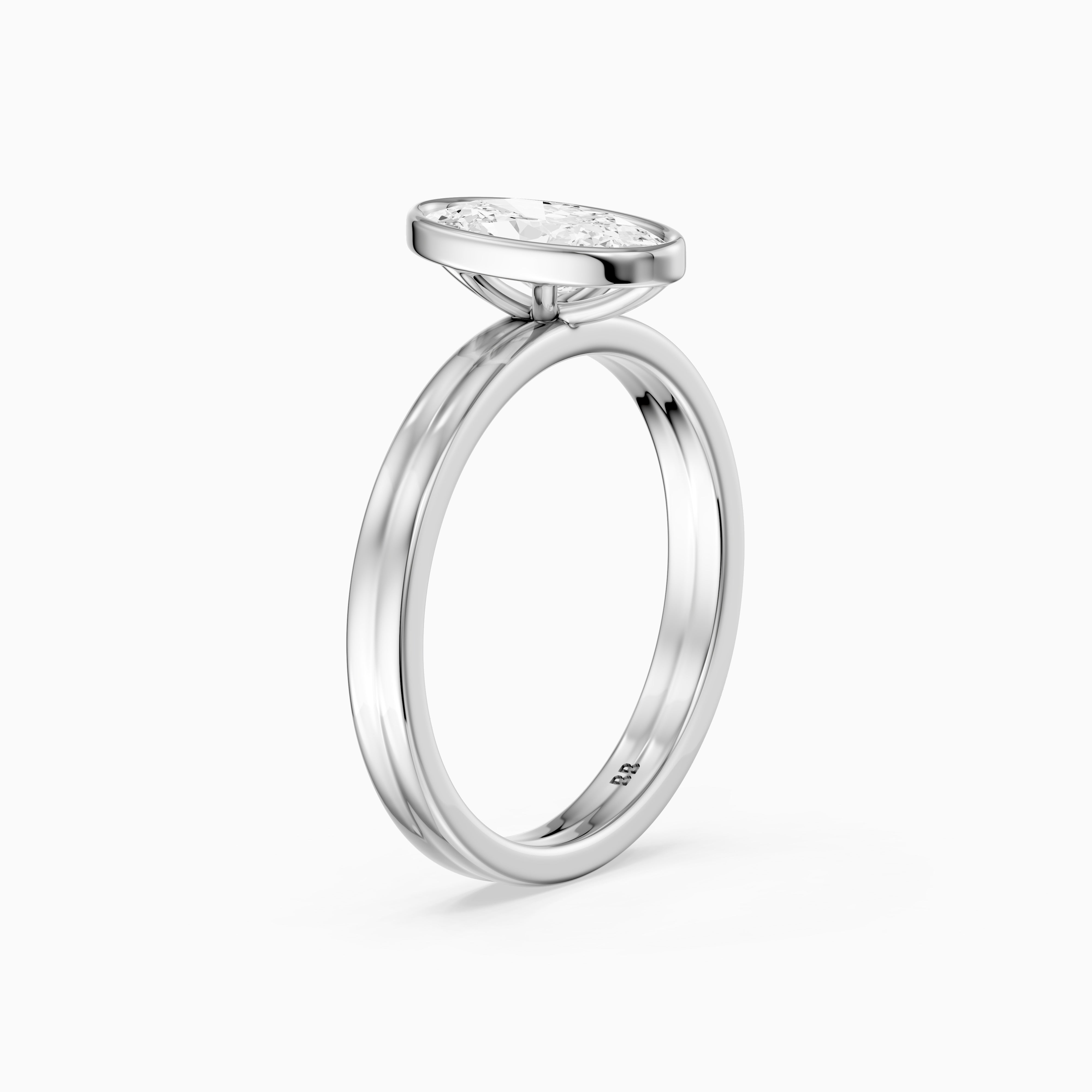 Vivienne Moval Bezel Set Lab Grown Diamond Solitaire Ring