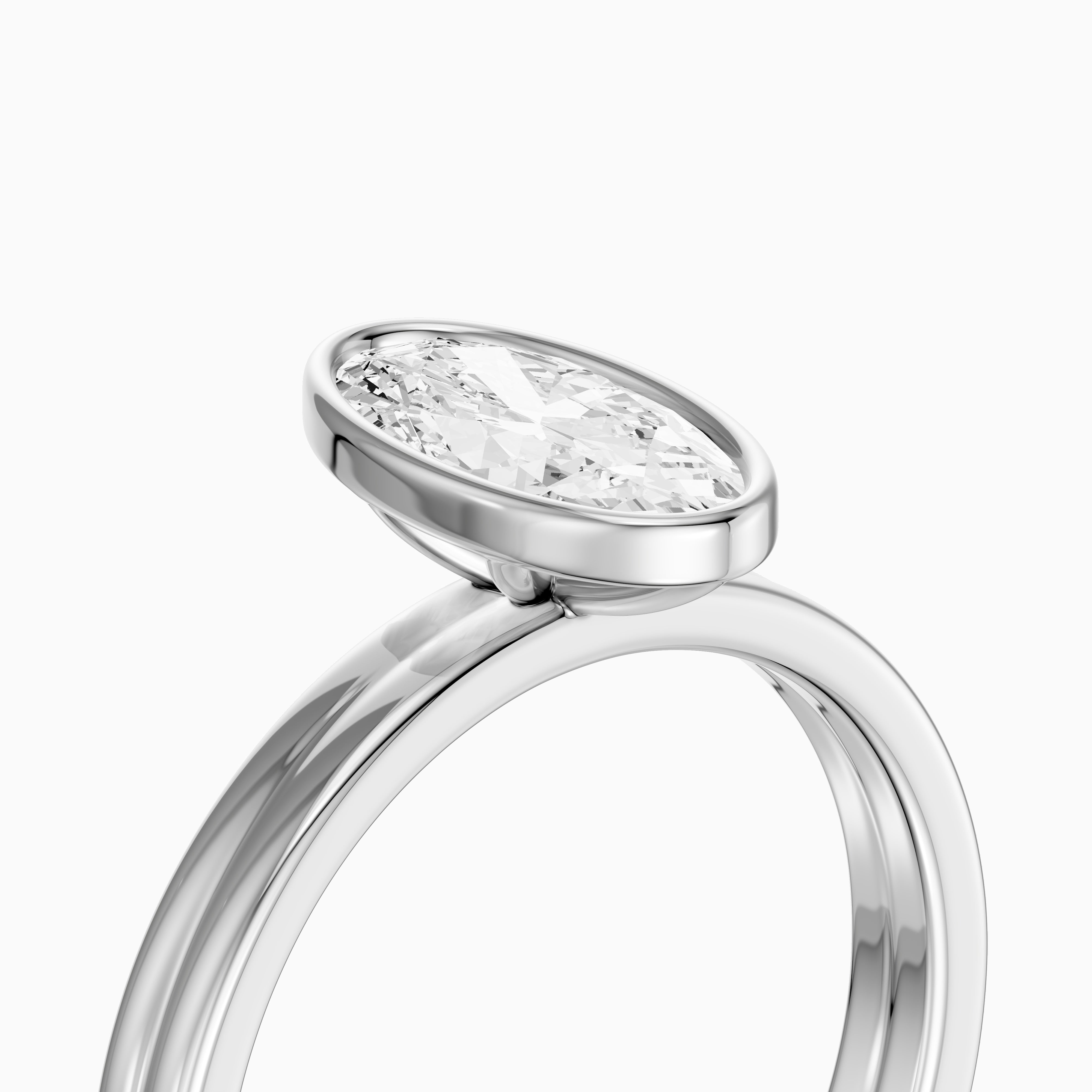 Vivienne Moval Bezel Set Lab Grown Diamond Solitaire Ring