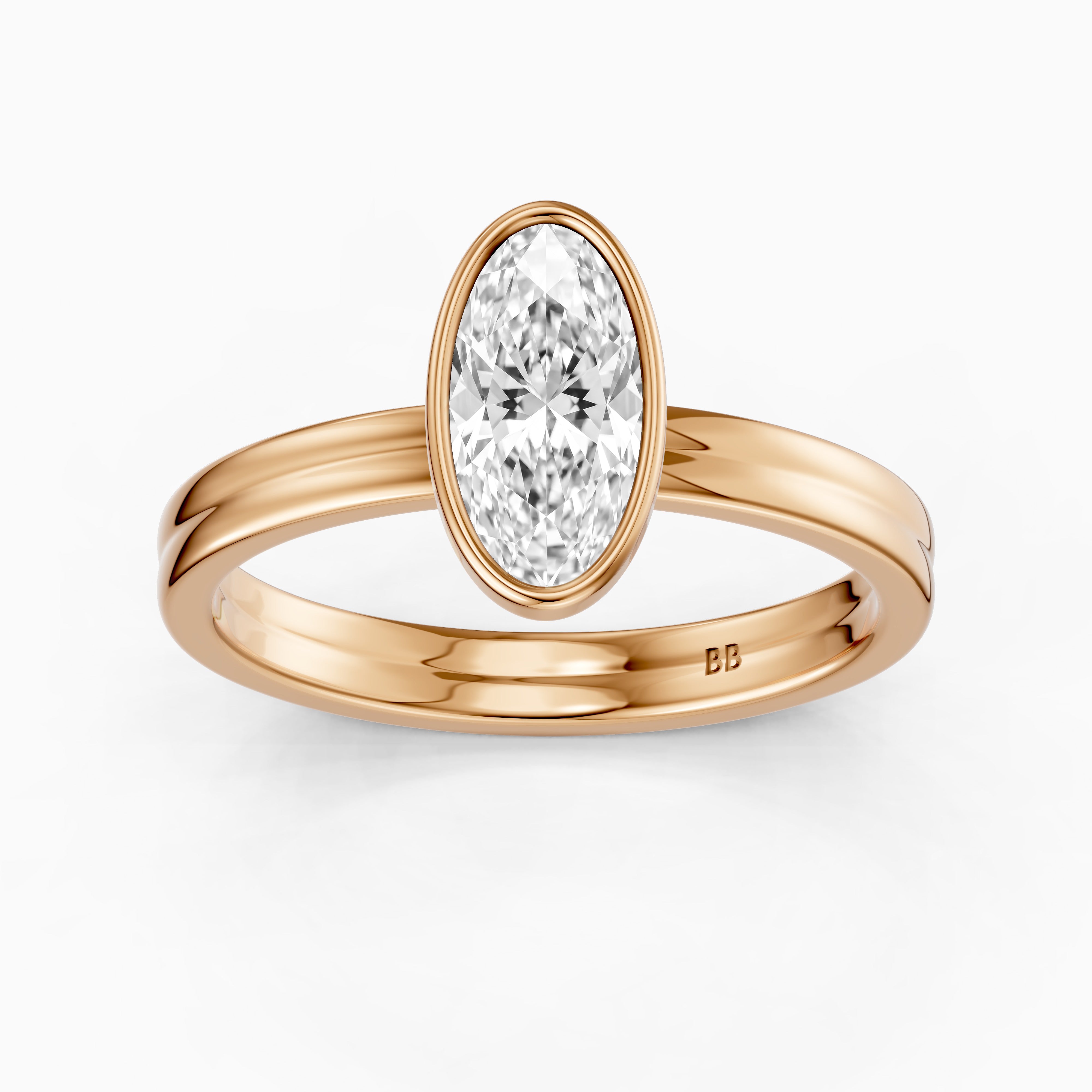 Vivienne Moval Bezel Set Lab Grown Diamond Solitaire Ring