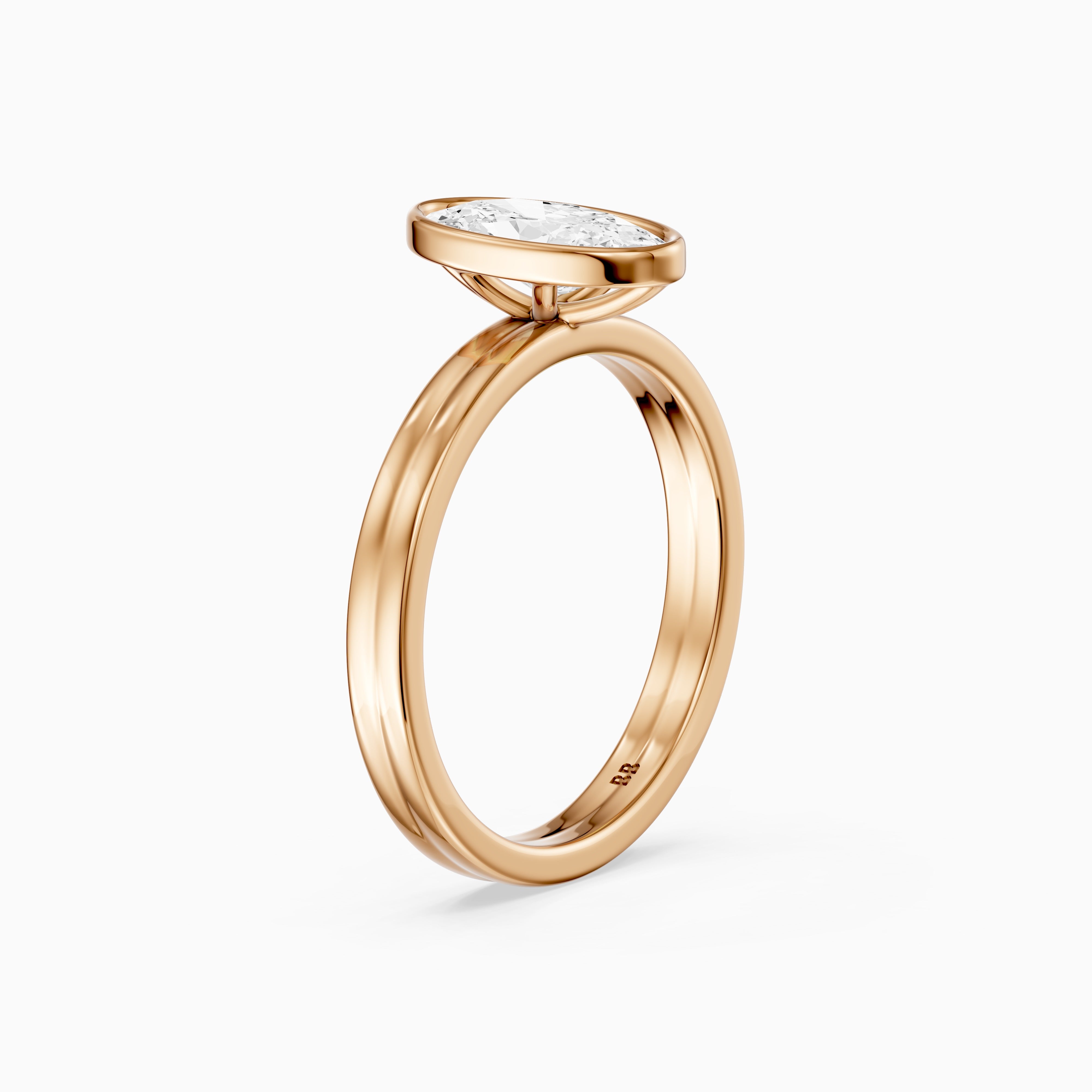 Vivienne Moval Bezel Set Lab Grown Diamond Solitaire Ring