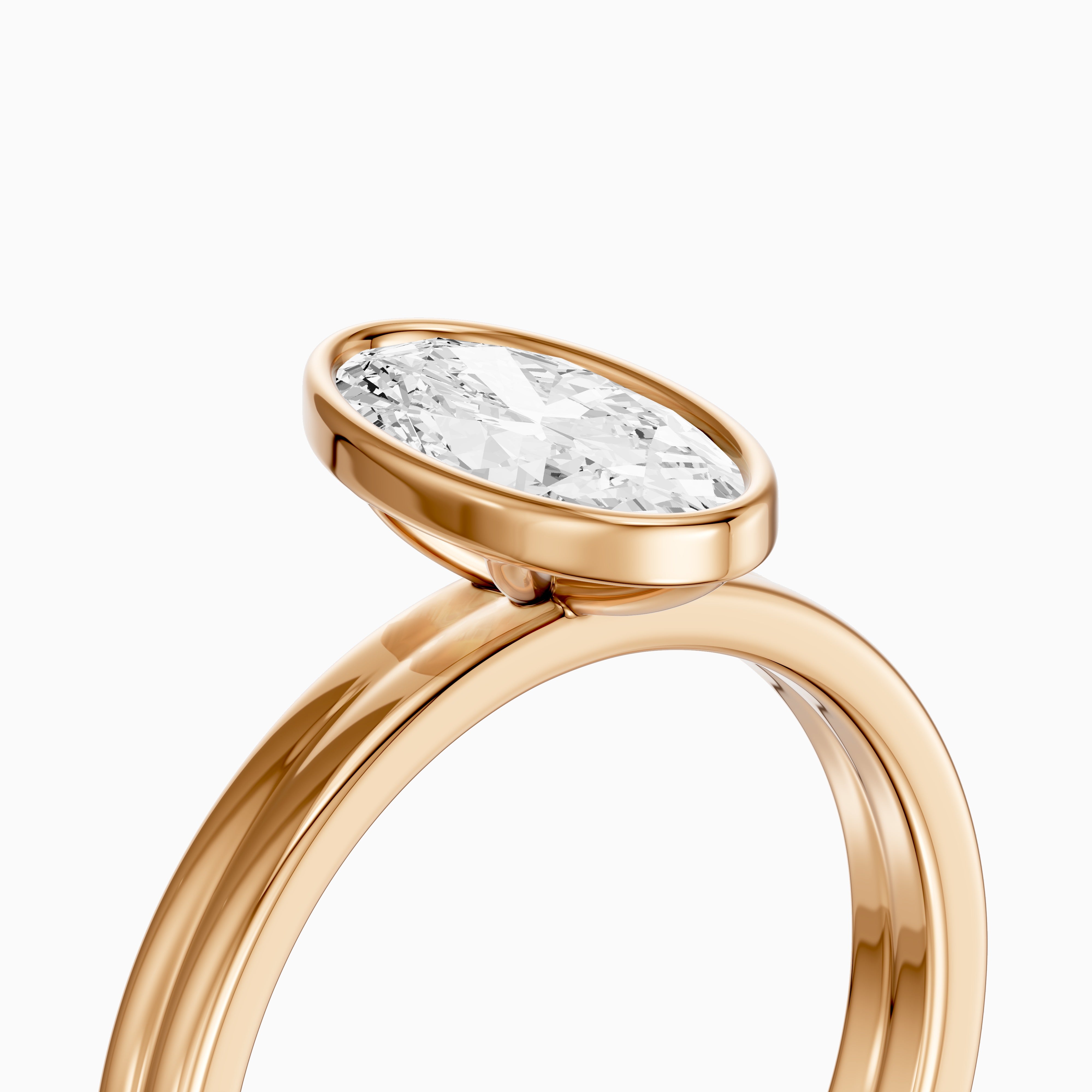 Vivienne Moval Bezel Set Lab Grown Diamond Solitaire Ring