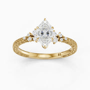 Briar Dutch Marquise Lab Grown Diamond Vintage Ring with Milgrain Band