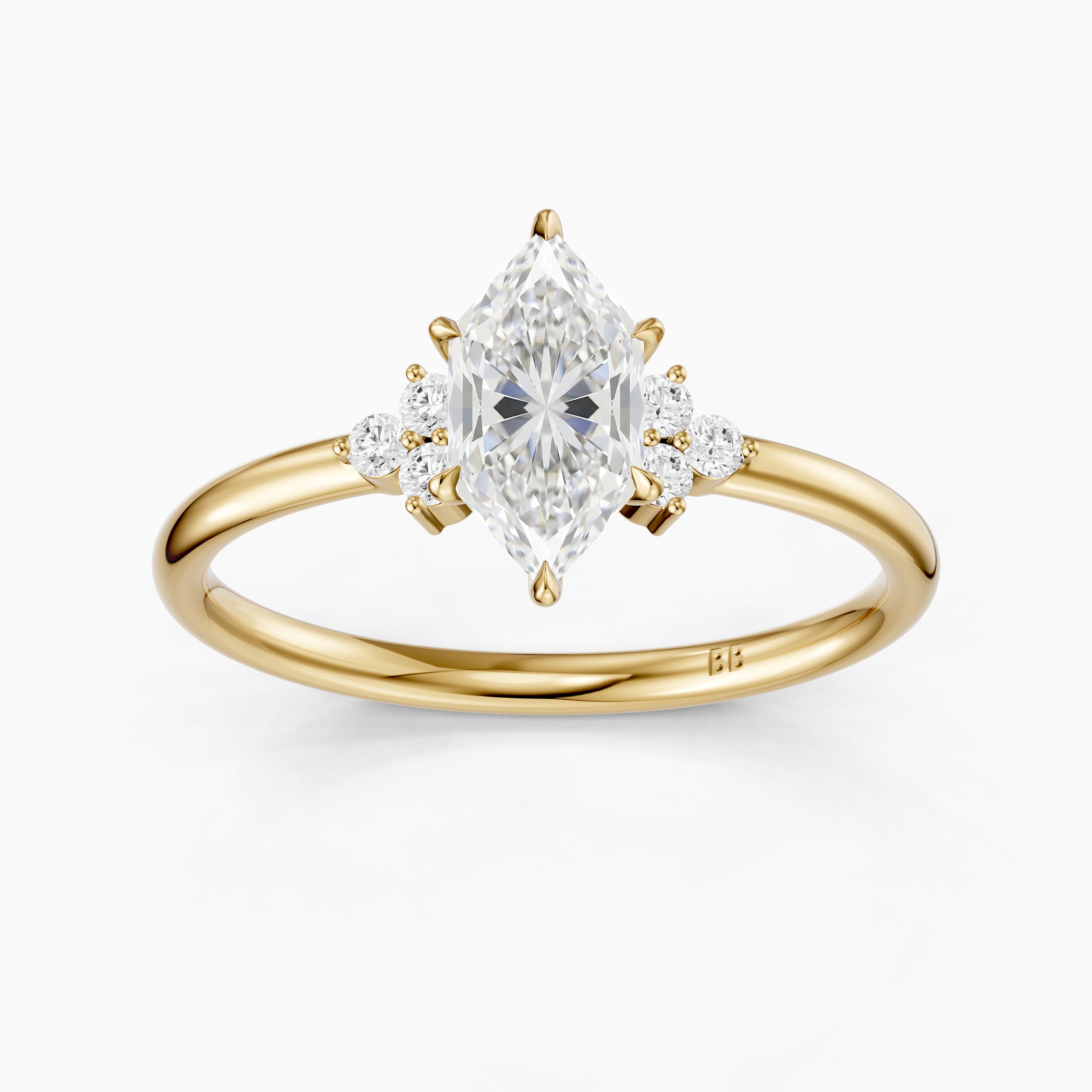 Josie Dutch Marquise Cut Side Stone Vintage Inspired Moissanite Diamond Ring