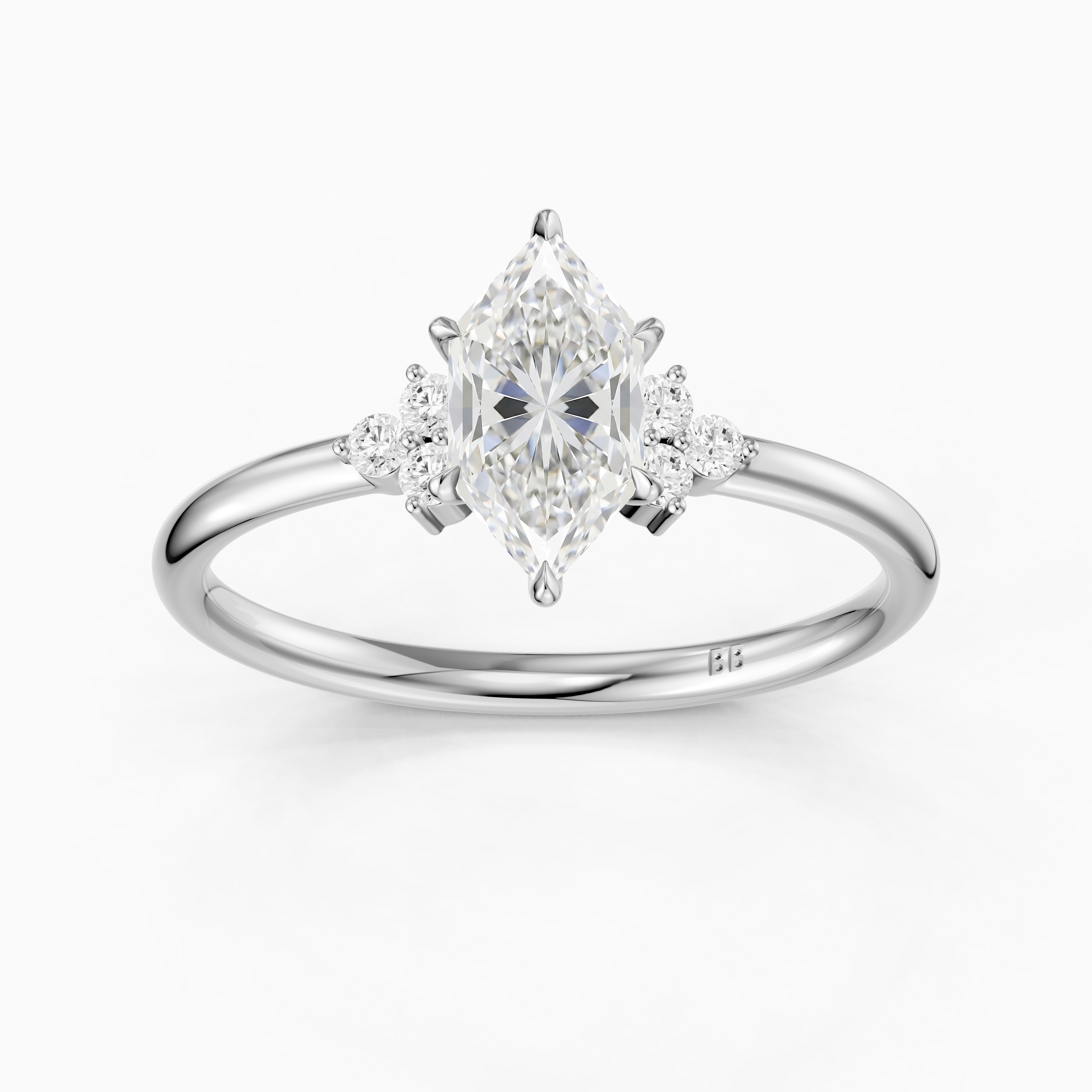 Josie Dutch Marquise Cut Side Stone Vintage Inspired Moissanite Diamond Ring