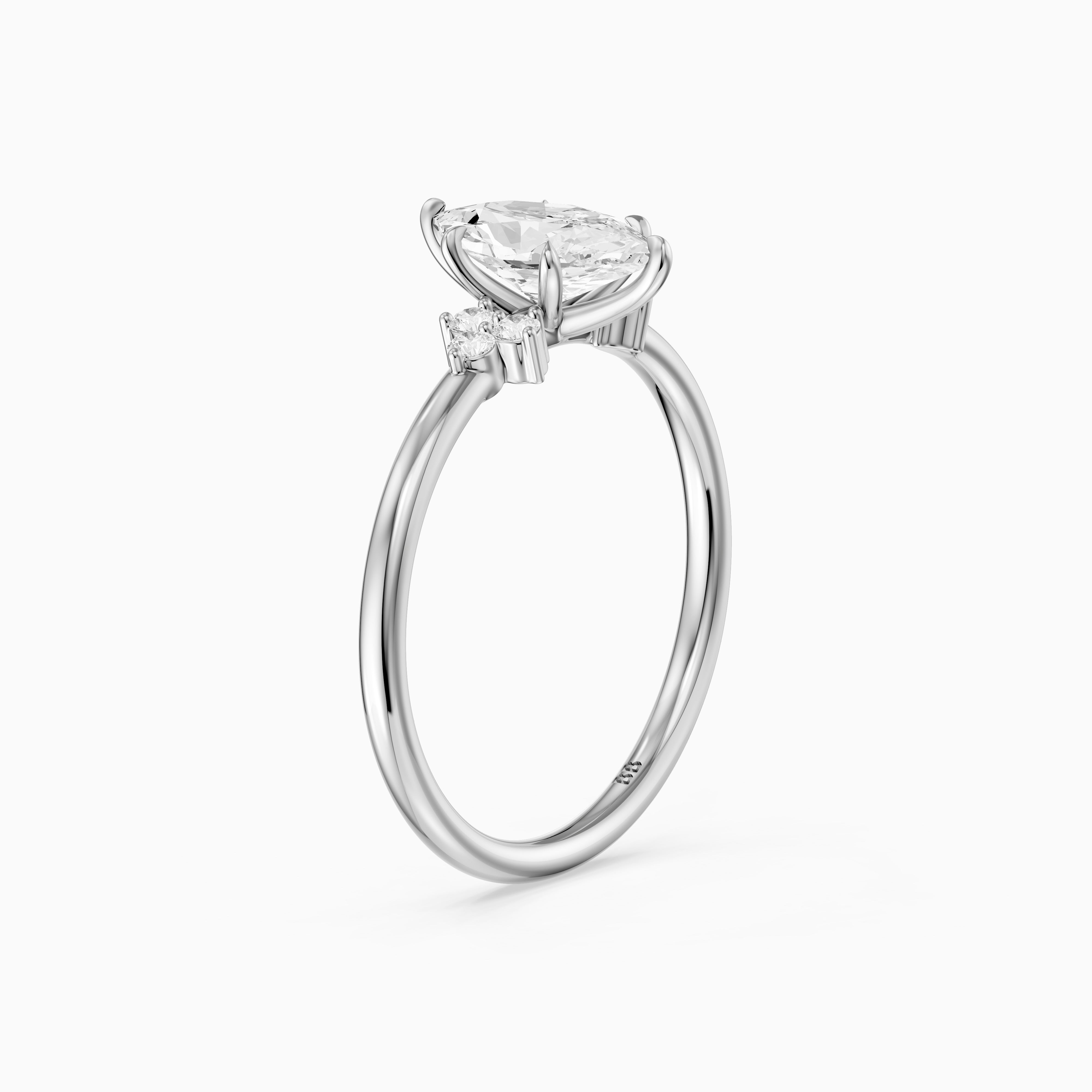 Josie Dutch Marquise Cut Side Stone Vintage Inspired Moissanite Diamond Ring