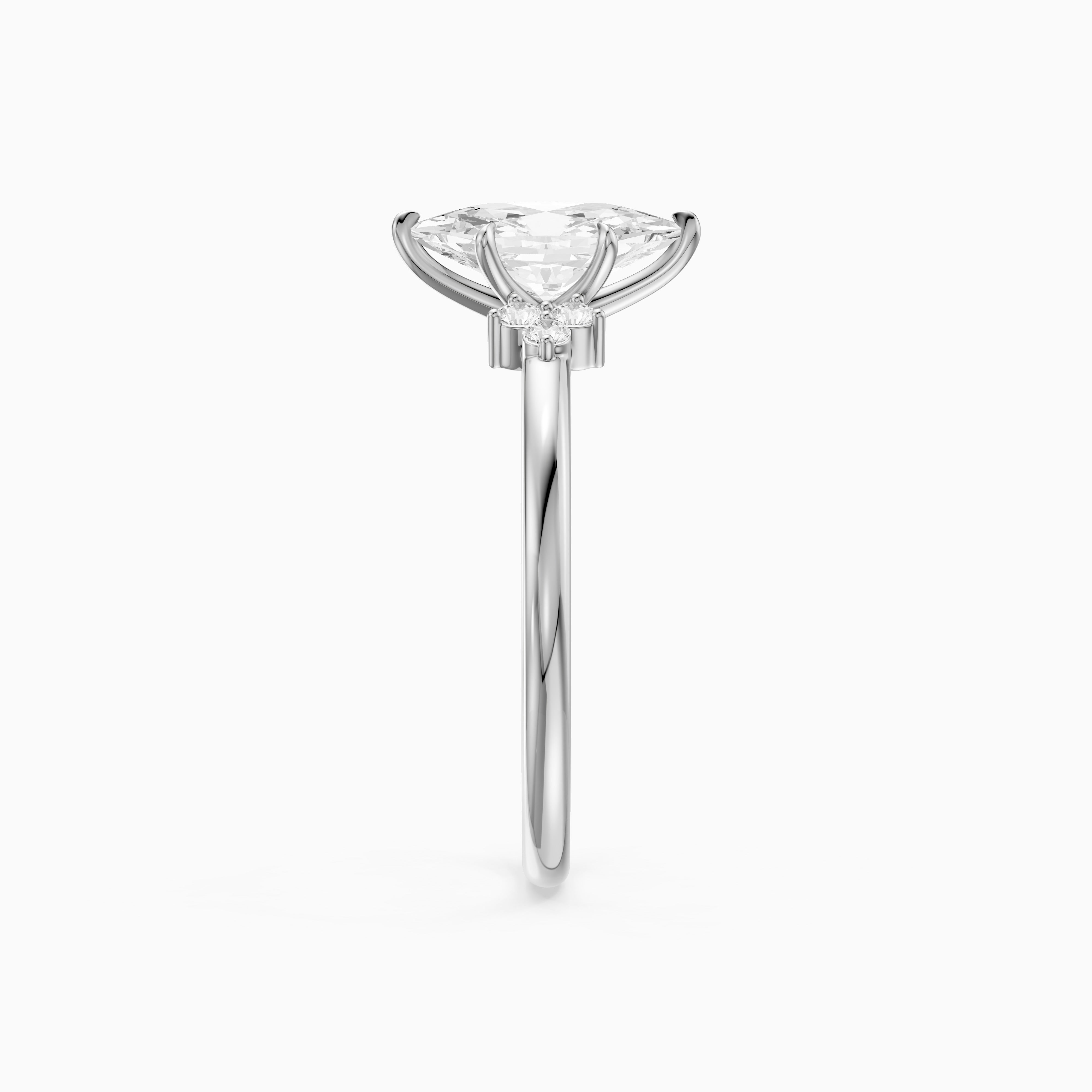 Josie Dutch Marquise Cut Side Stone Vintage Inspired Moissanite Diamond Ring