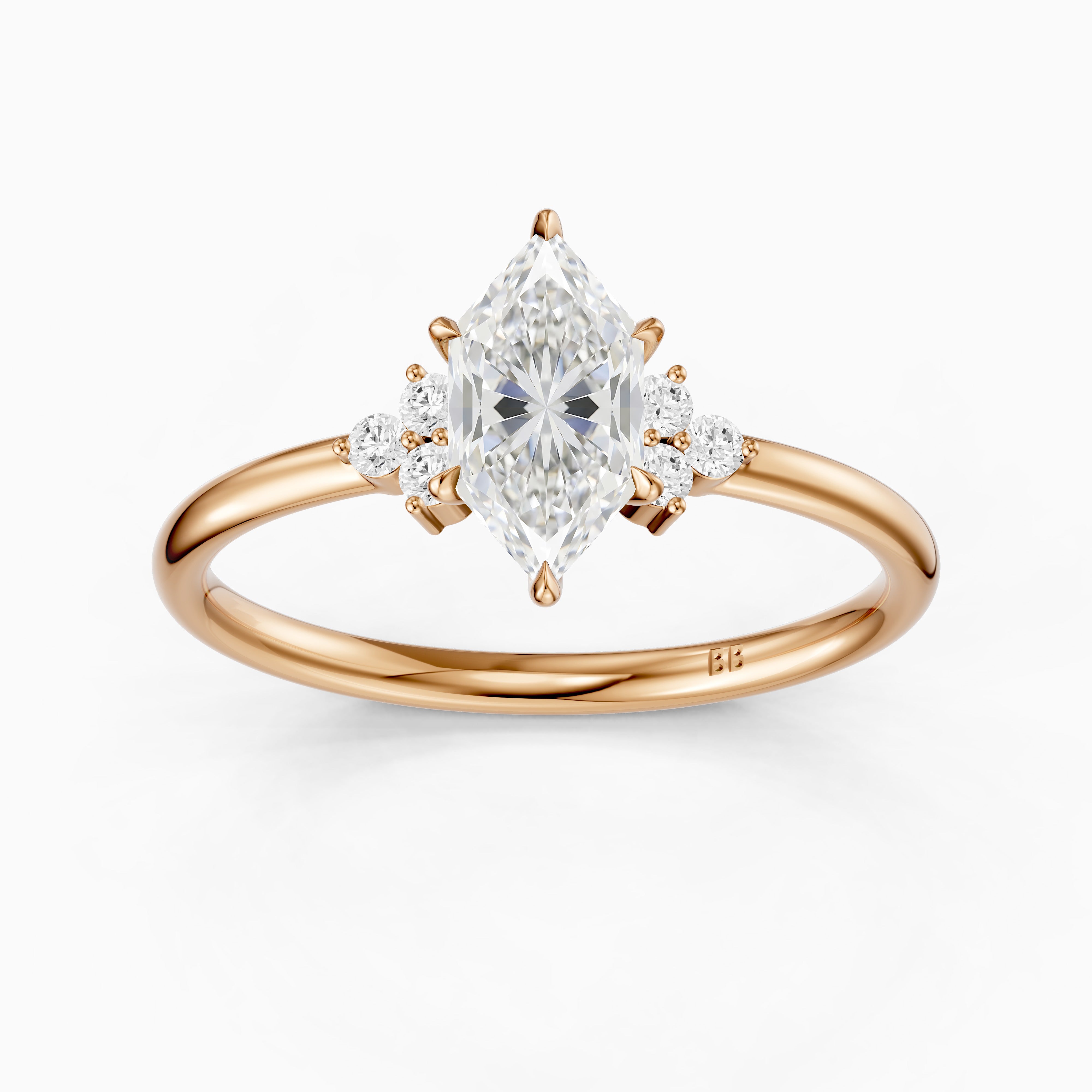 Josie Dutch Marquise Cut Side Stone Vintage Inspired Moissanite Diamond Ring