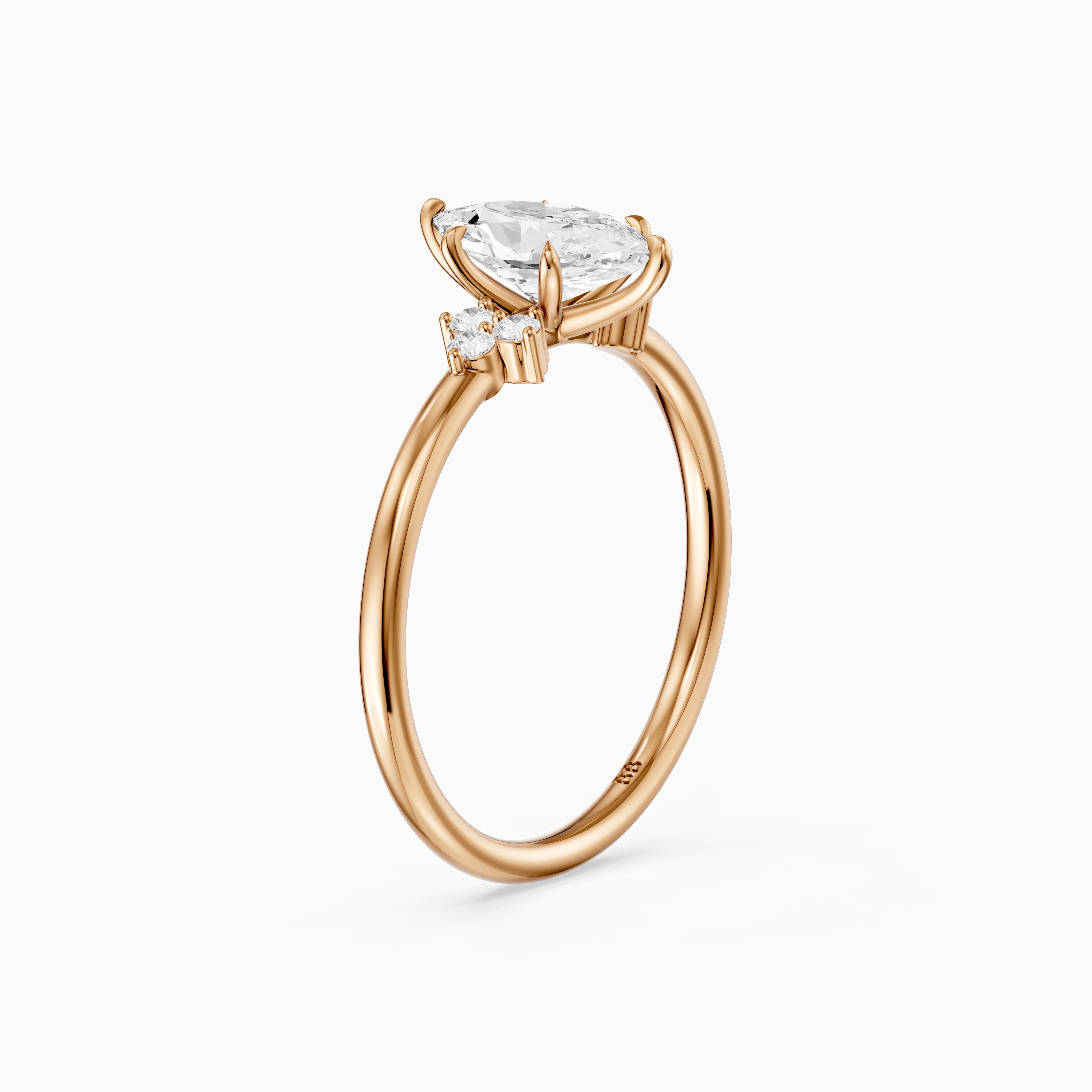 Josie Dutch Marquise Cut Side Stone Vintage Inspired Moissanite Diamond Ring