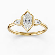 Lana Dutch Marquise Cut Bezel Lab Grown Diamond Ring with Round Side Stones