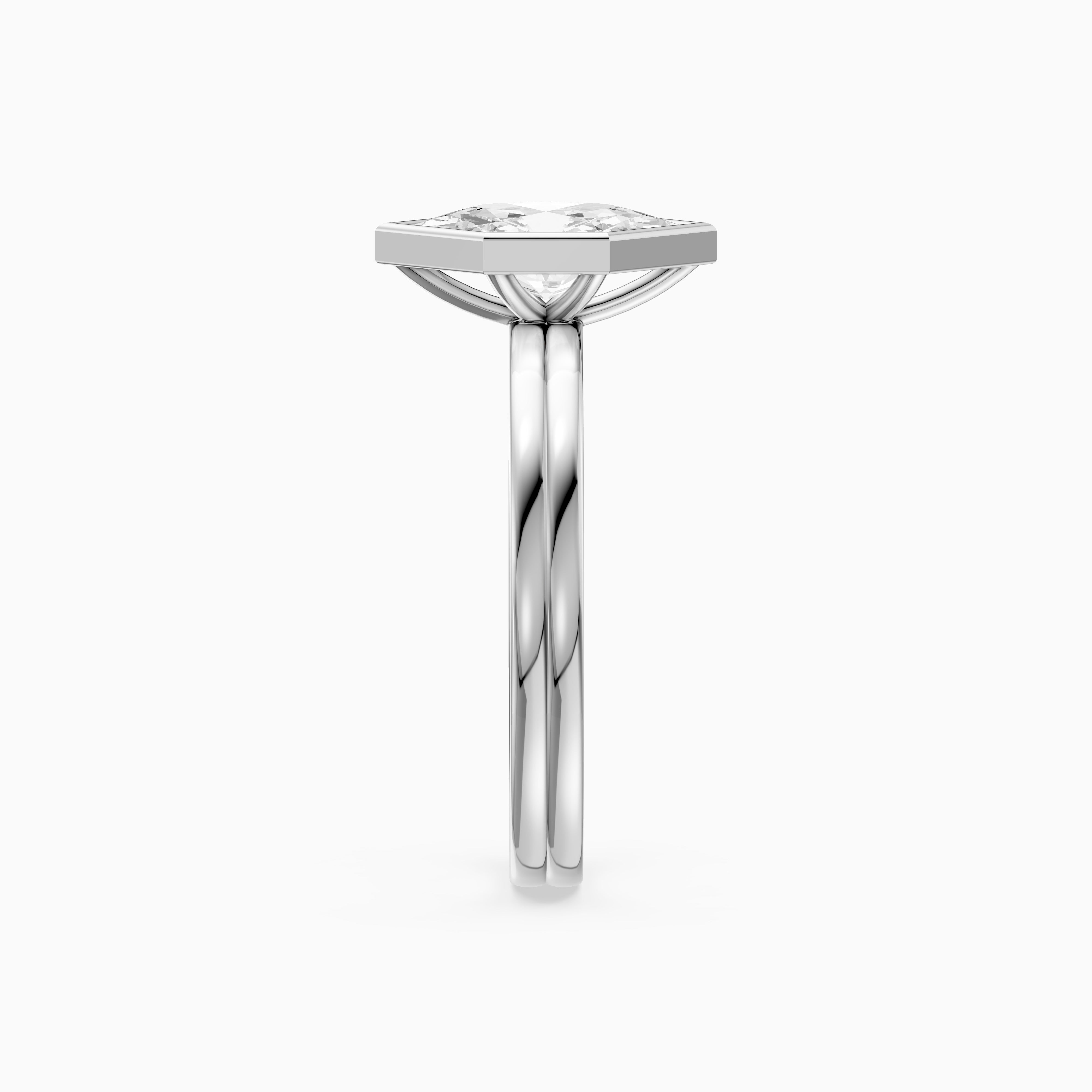 Lark Dutch Marquise Bezel Moissanite Diamond Ring with Double Band