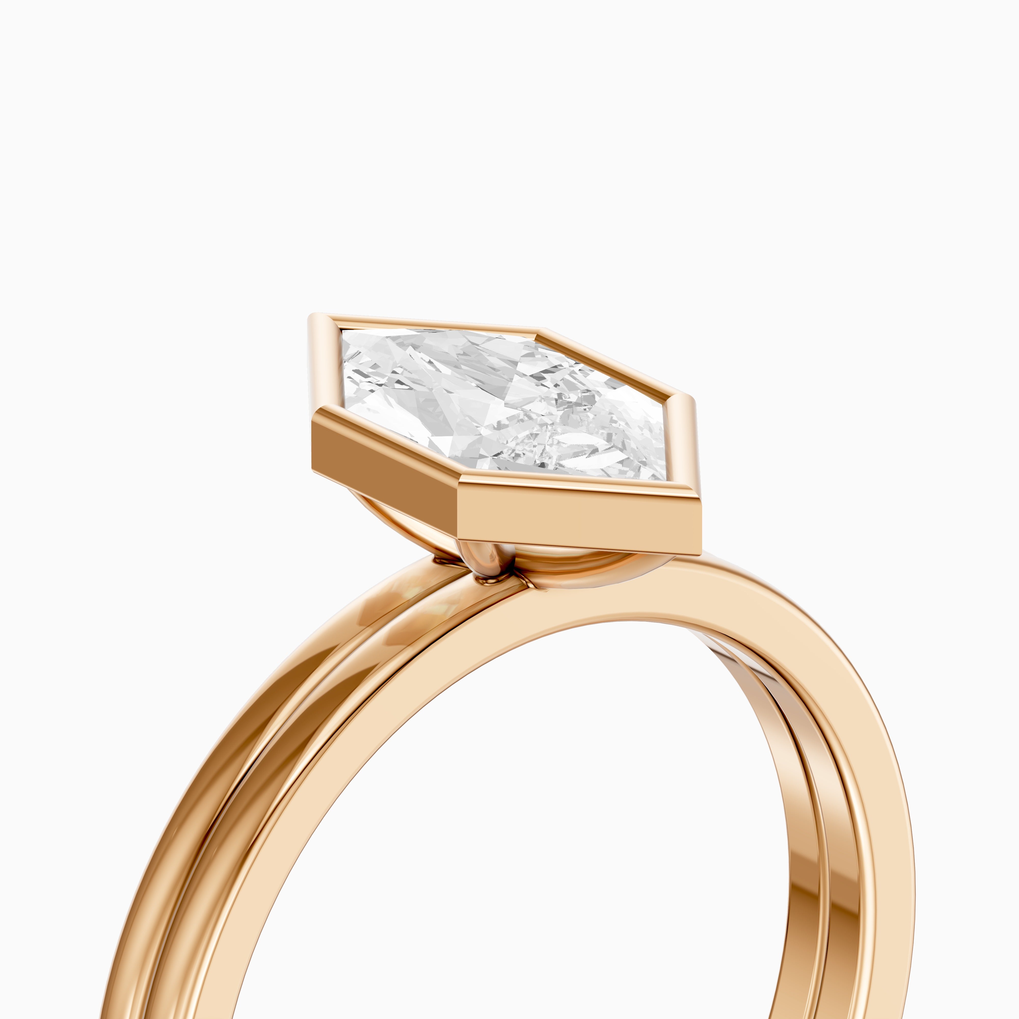 Lark Dutch Marquise Bezel Moissanite Diamond Ring with Double Band