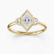 Layla Dutch Marquise Cut Bezel Lab Grown Diamond Ring with Trapezoid Side Stones