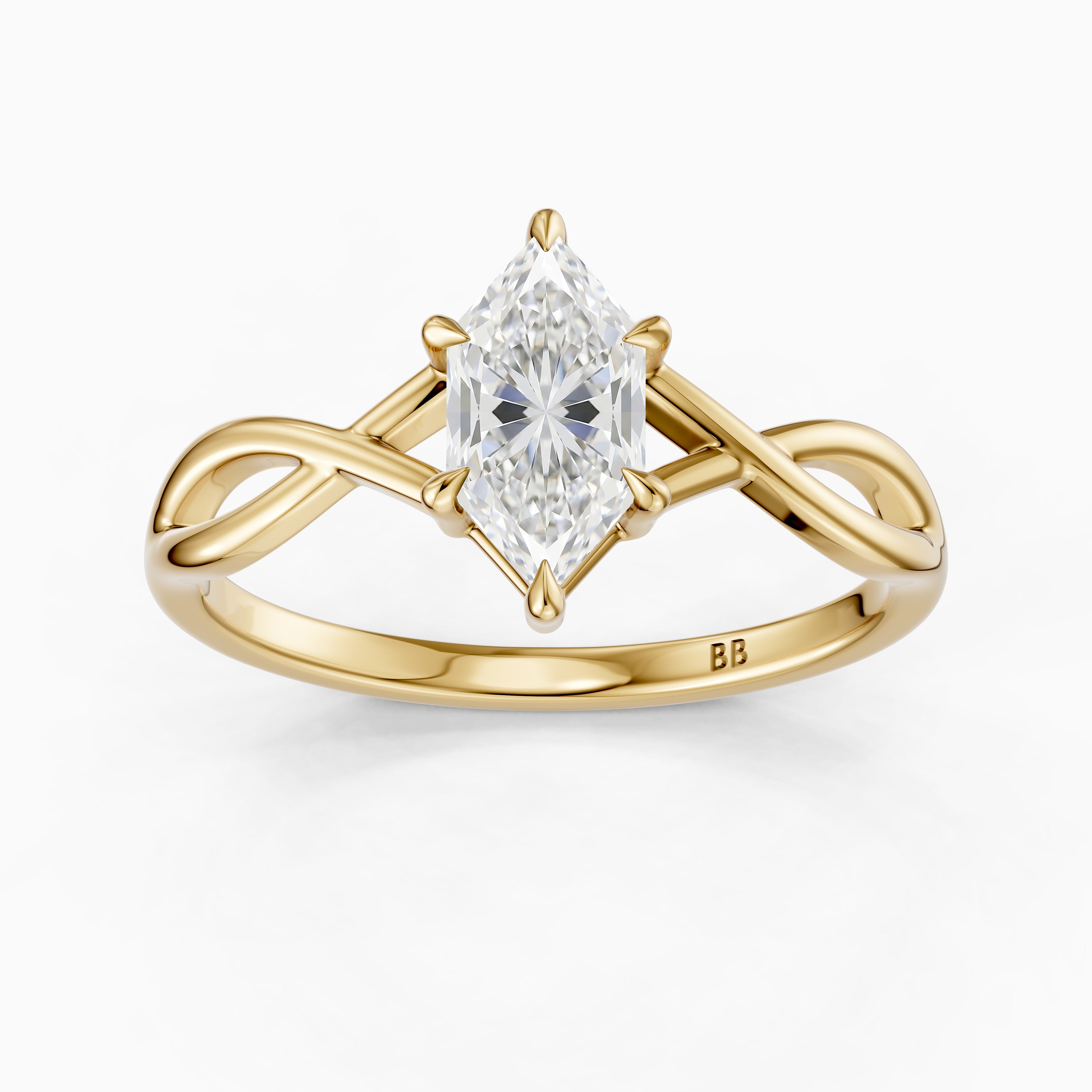 Maria Dutch Marquise Cut  Solitaire Twisted Lab Grown Diamond Ring