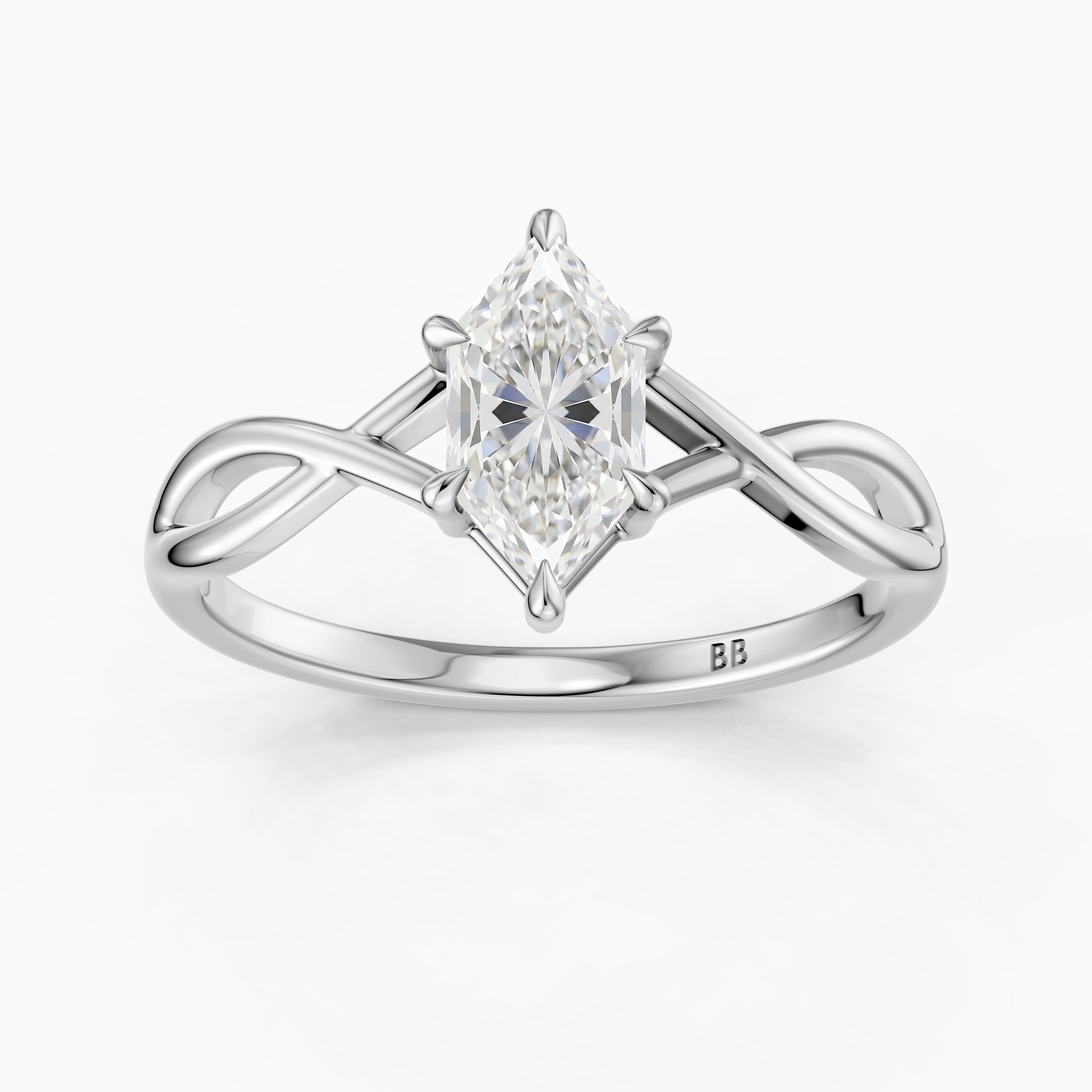 Maria Dutch Marquise Cut Solitaire Twisted Moissanite Diamond Ring