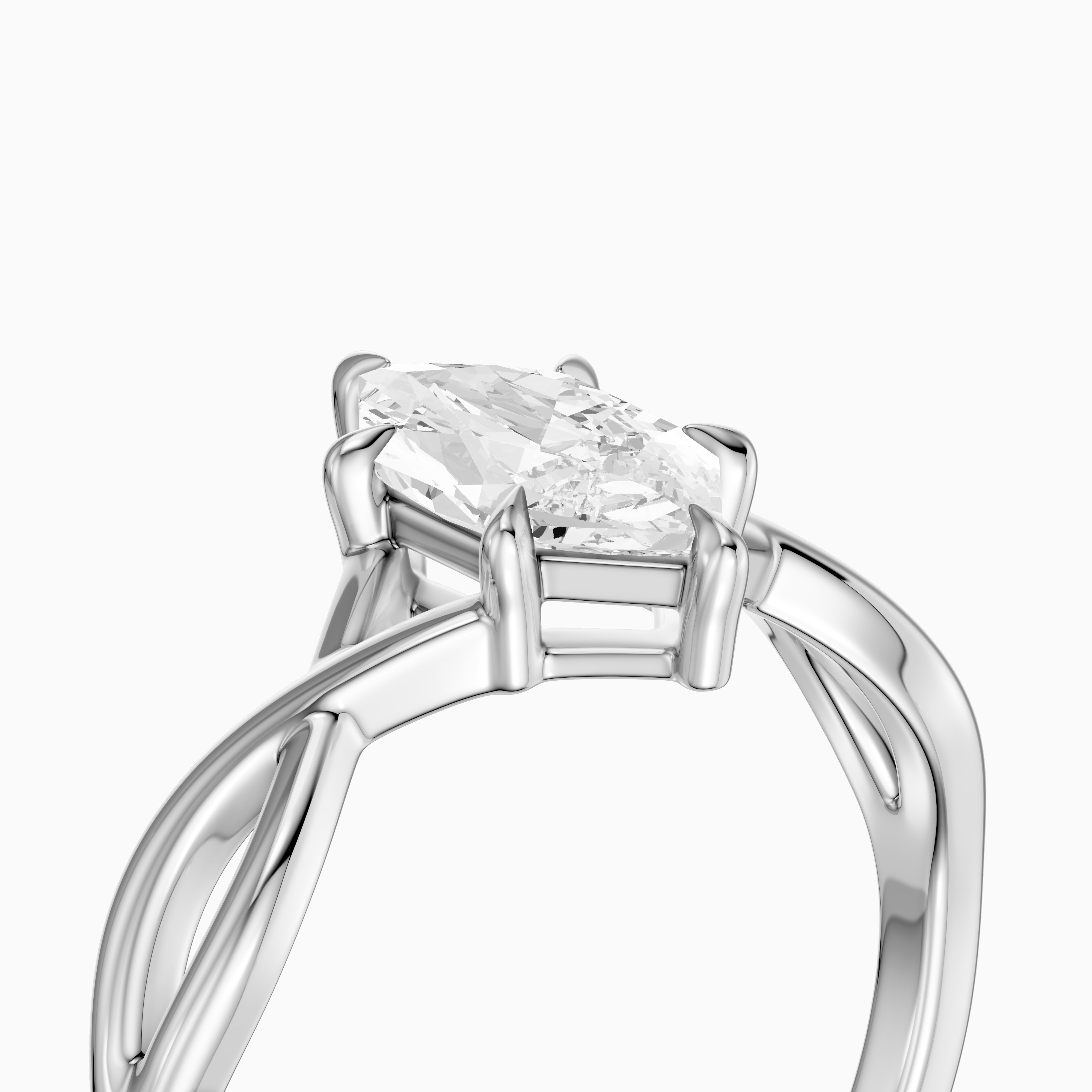 Maria Dutch Marquise Cut Solitaire Twisted Moissanite Diamond Ring