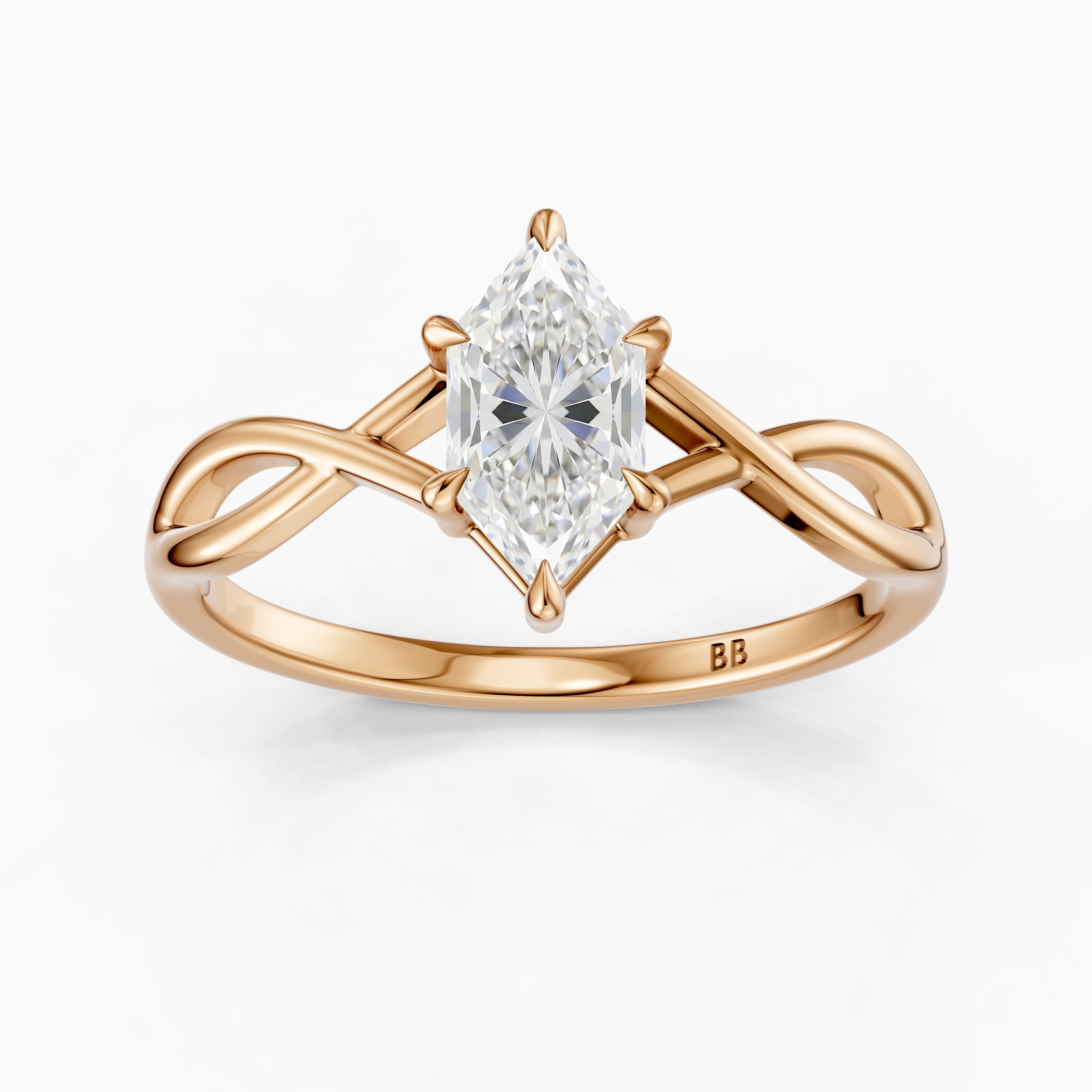 Maria Dutch Marquise Cut Solitaire Twisted Moissanite Diamond Ring