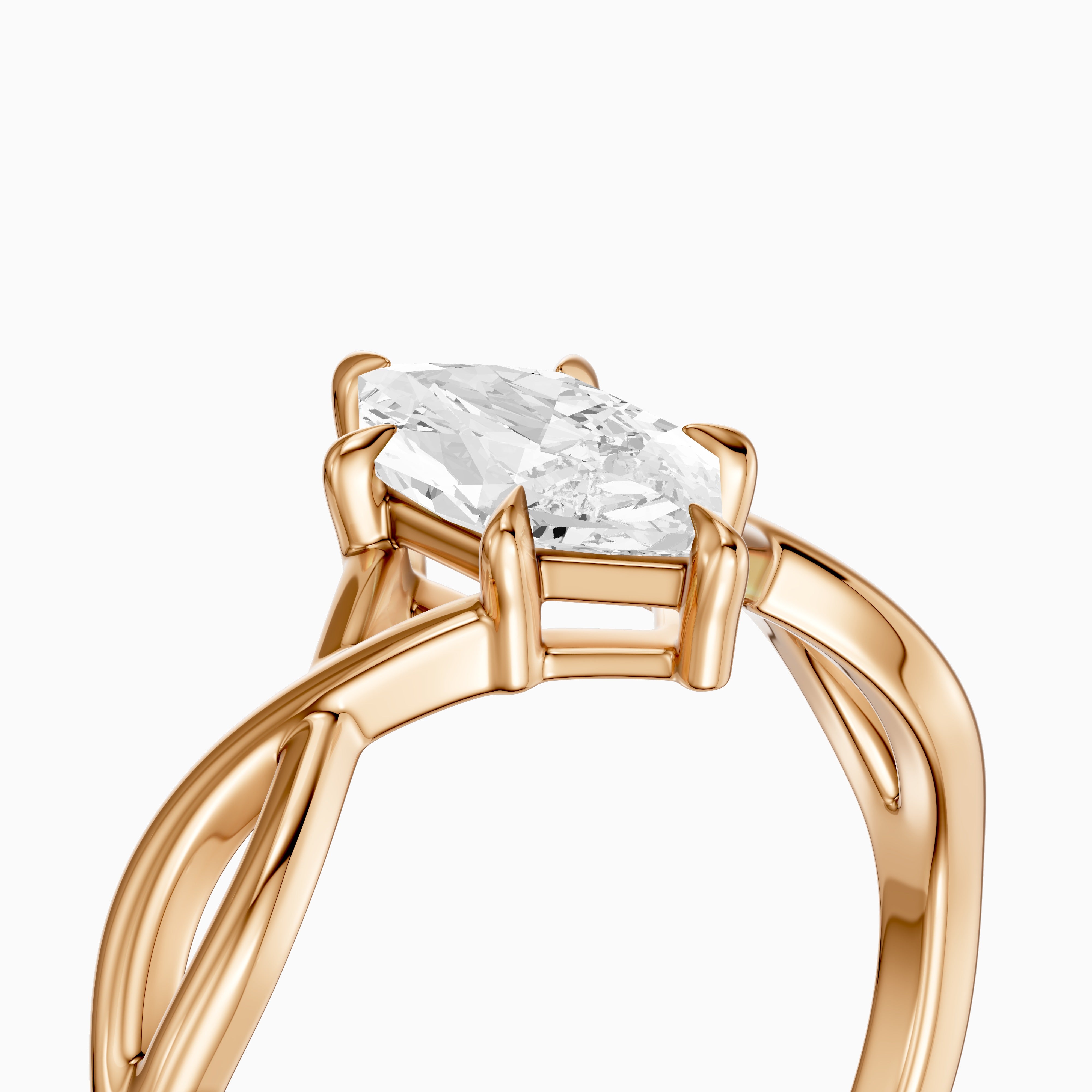 Maria Dutch Marquise Cut Solitaire Twisted Moissanite Diamond Ring
