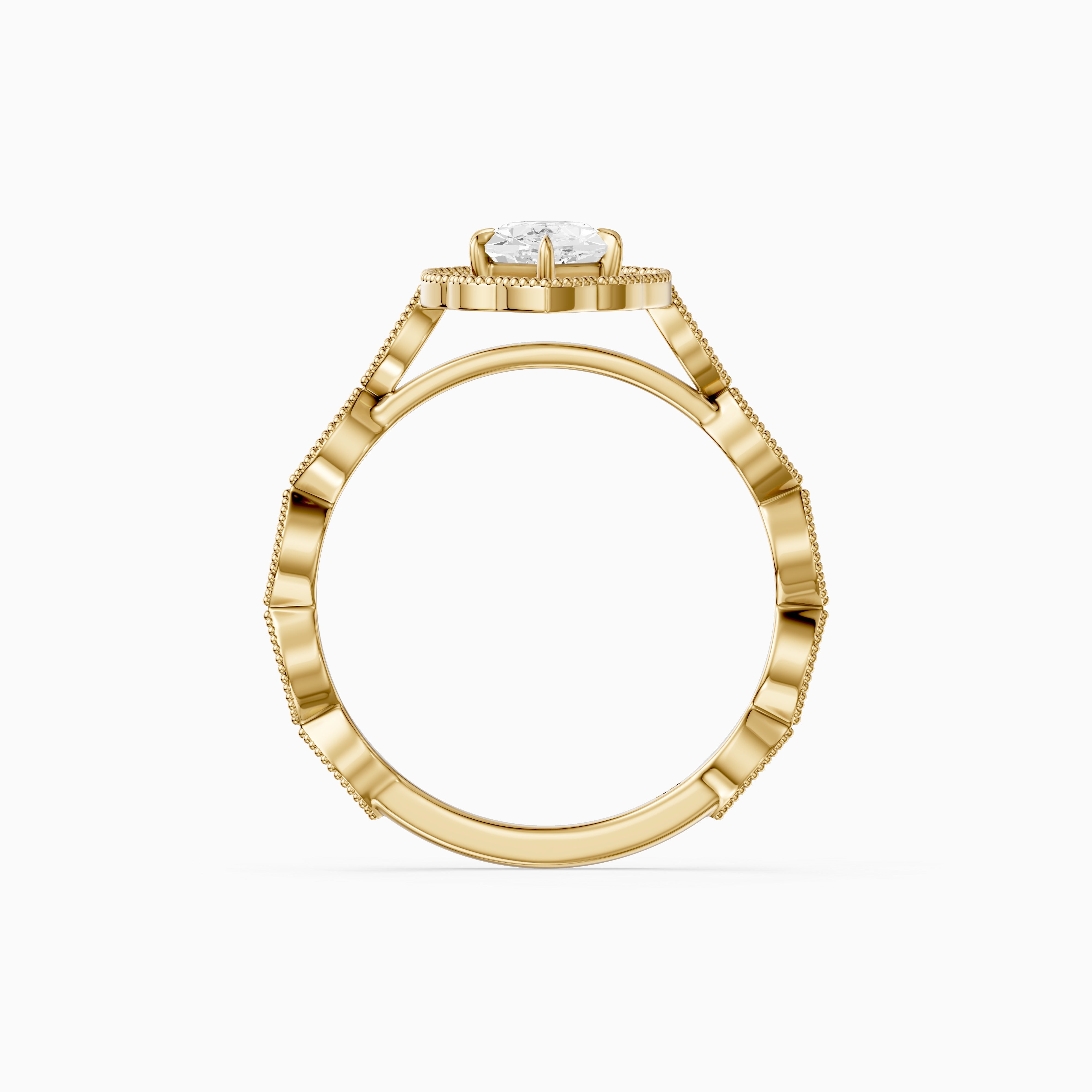 Simone Dutch Marquise Cut Moissanite Diamond Halo Ring with Vintage Band
