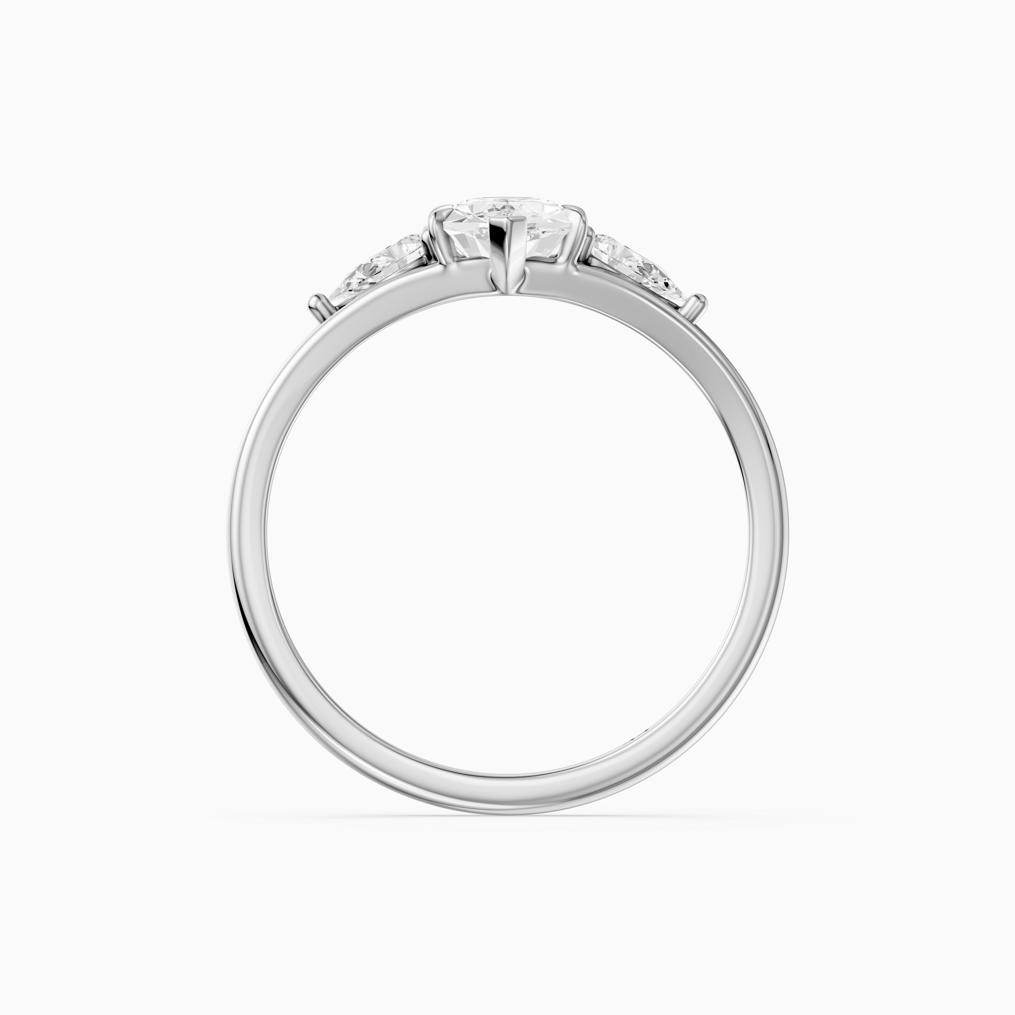 Mae Dutch Marquise Split Shank Moissanite Diamond Ring with Pear Side Stones