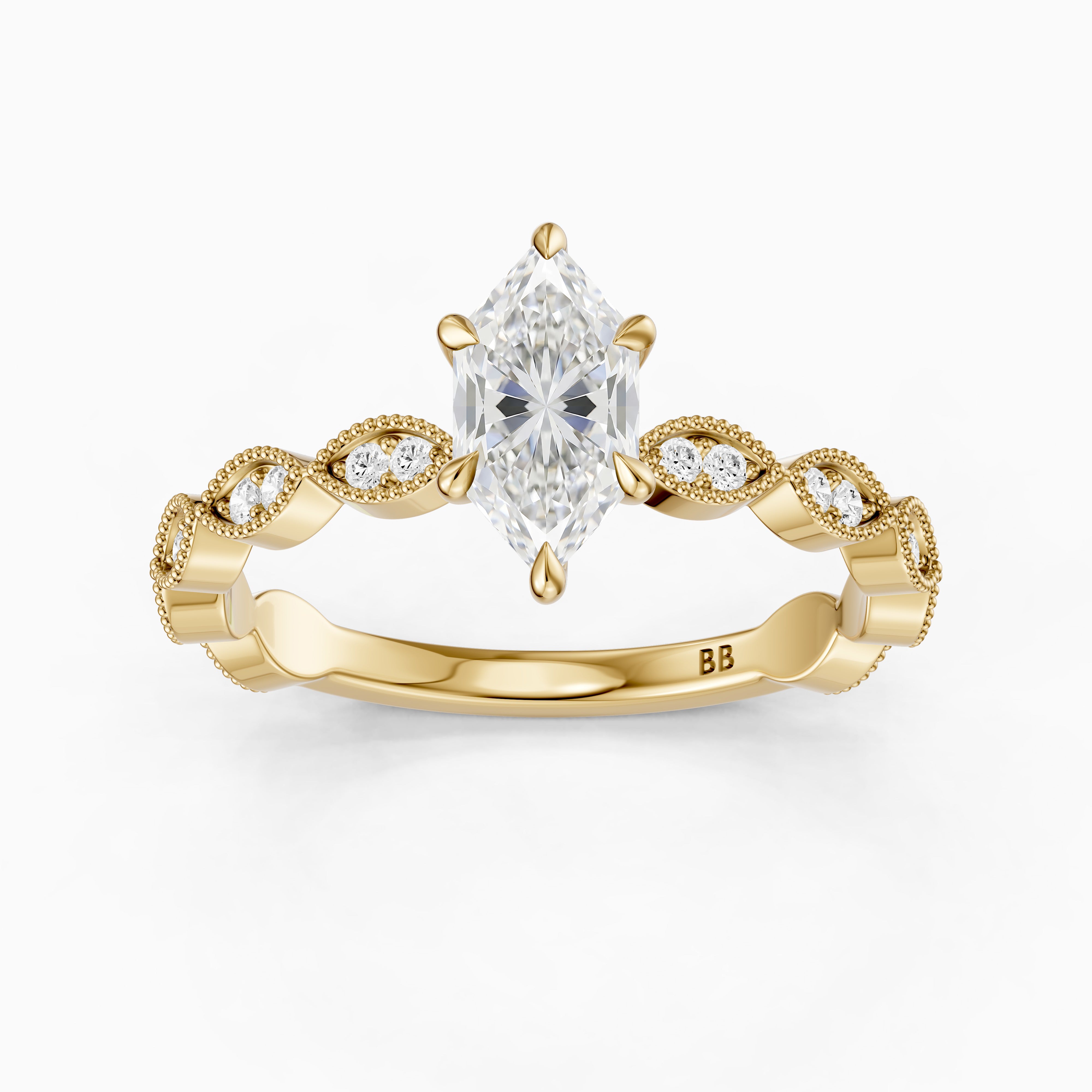 Mara Dutch Marquise Cut Moissanite Diamond Vintage Ring