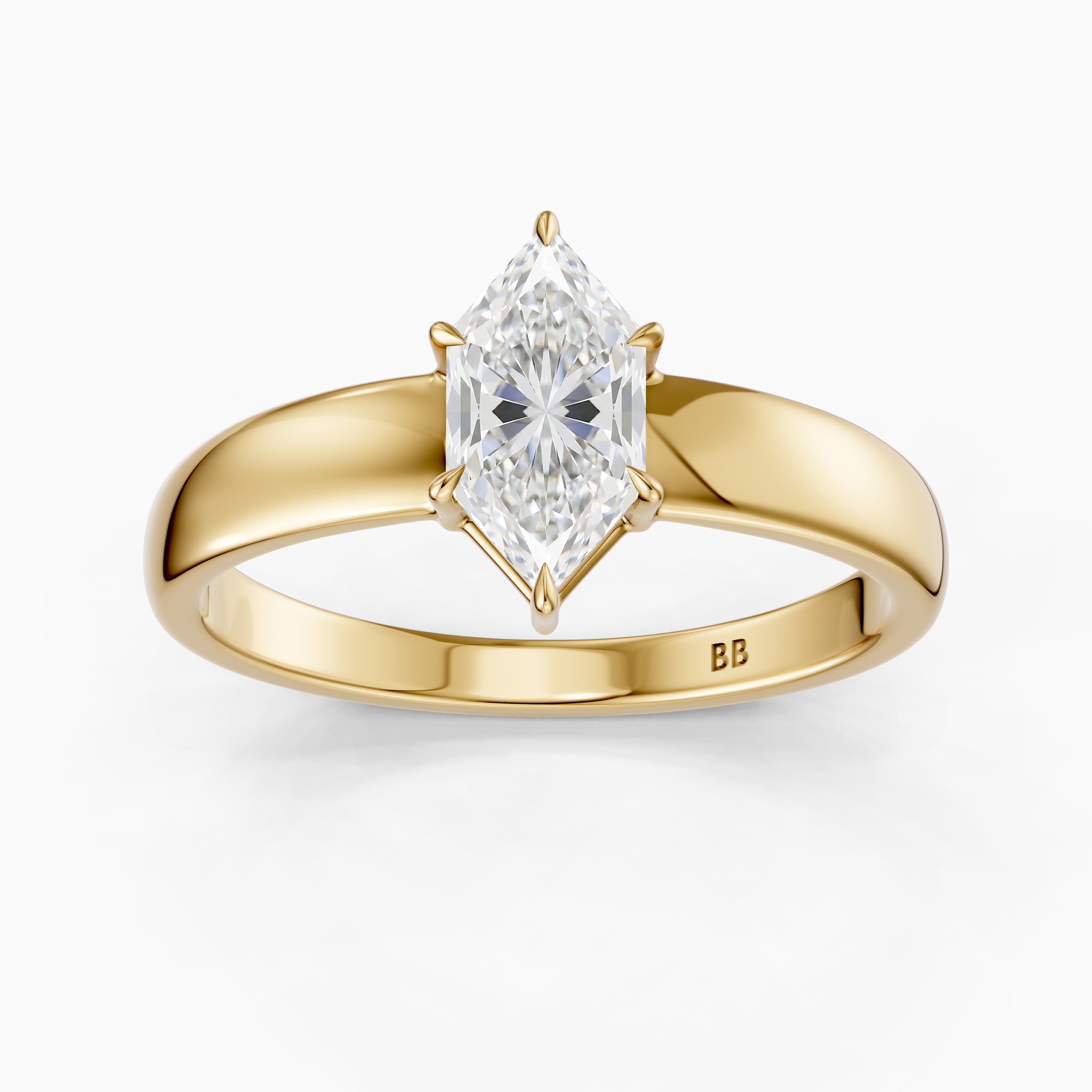 Mina Dutch Marquise Cut Lab Grown Diamond Ring with Tapered Band