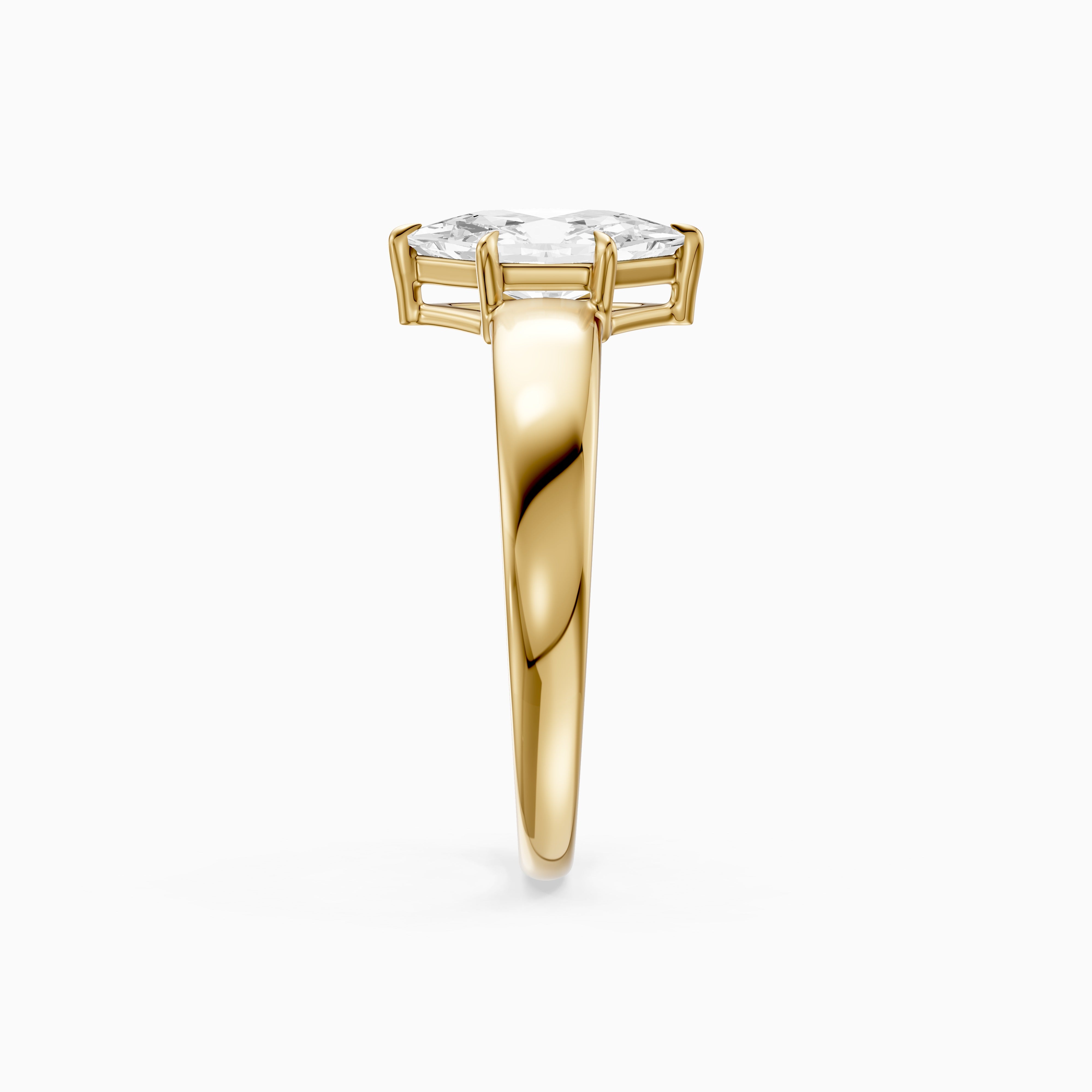 Mina Dutch Marquise Cut Moissanite Diamond Solitaire Ring with Tapered Band