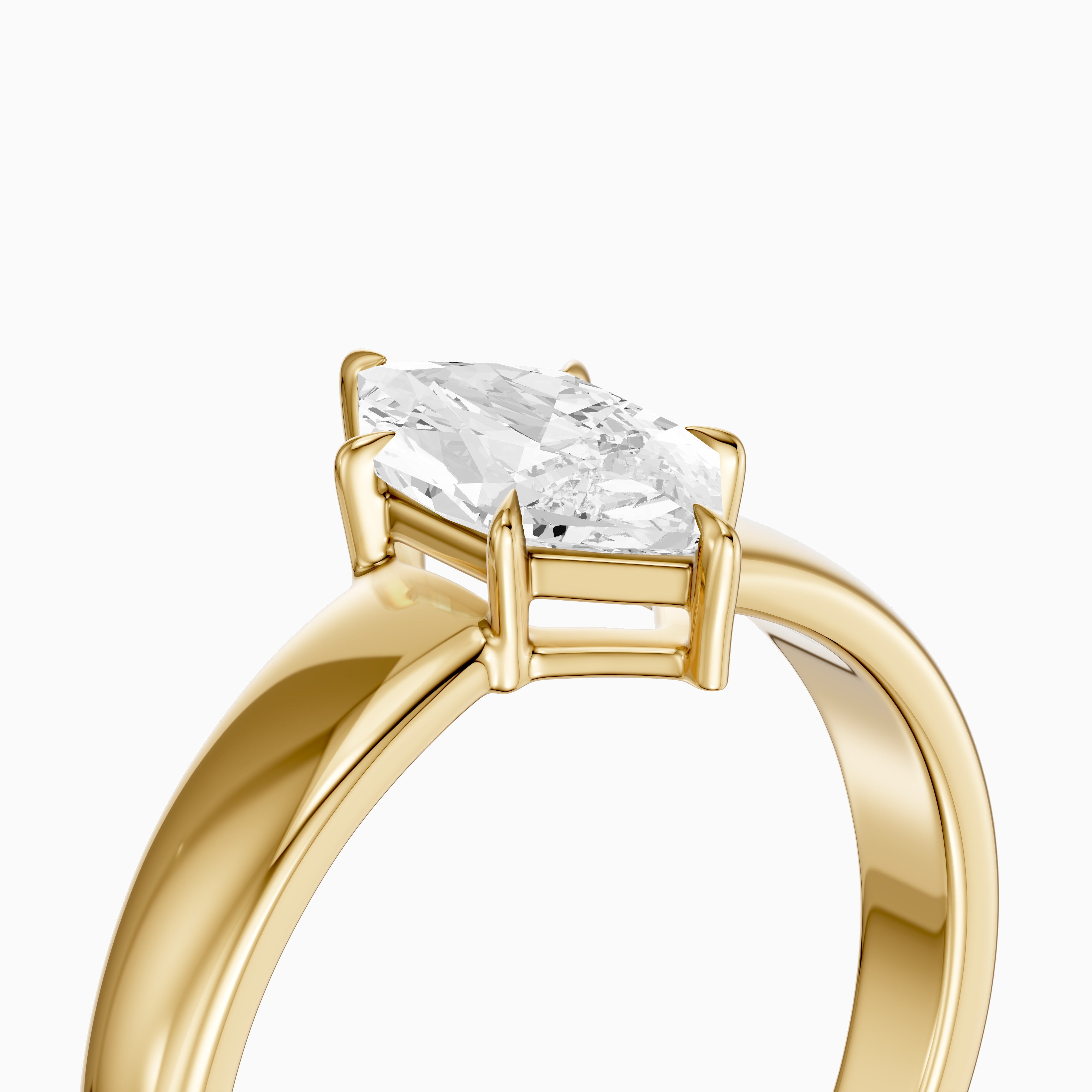 Mina Dutch Marquise Cut Moissanite Diamond Solitaire Ring with Tapered Band