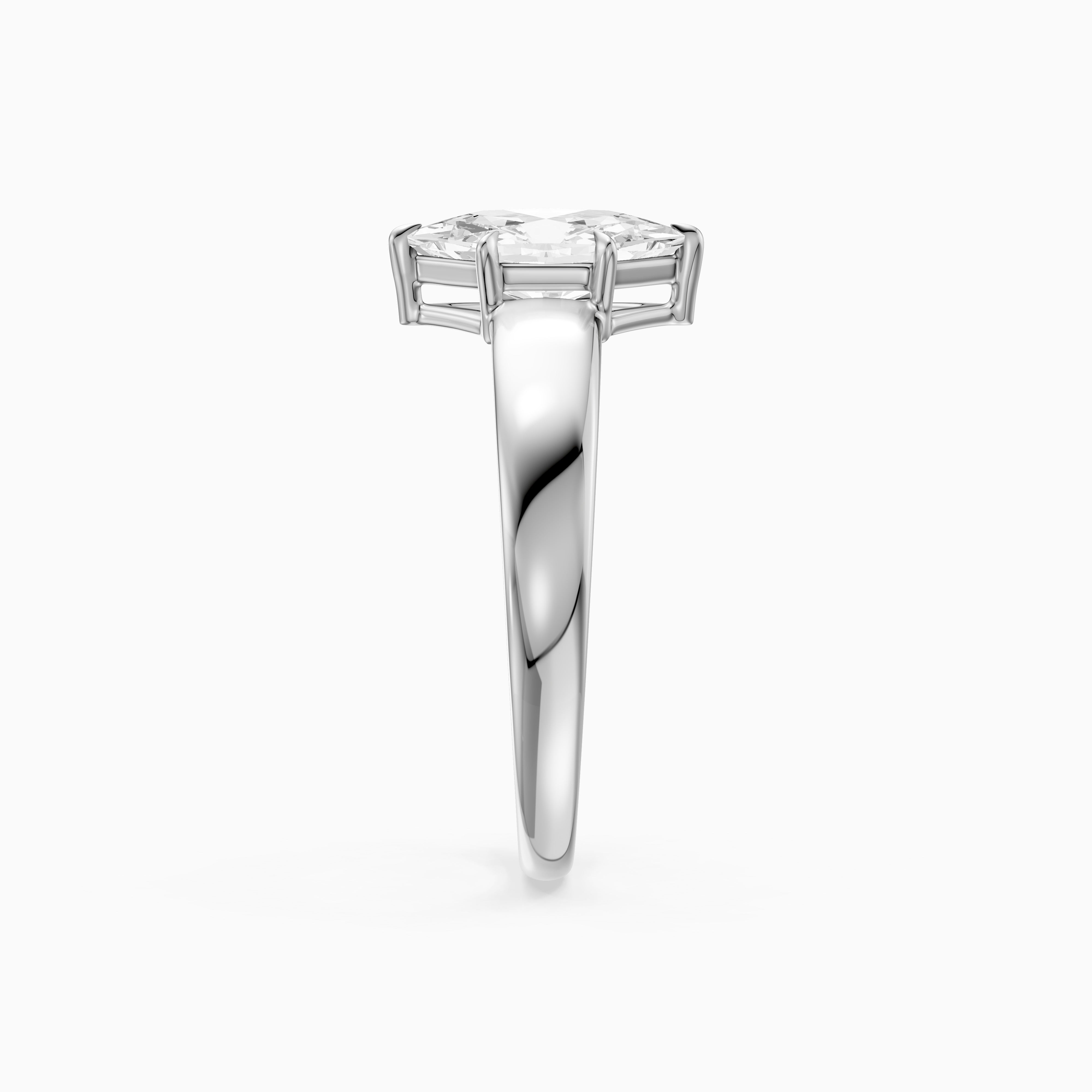 Mina Dutch Marquise Cut Moissanite Diamond Solitaire Ring with Tapered Band
