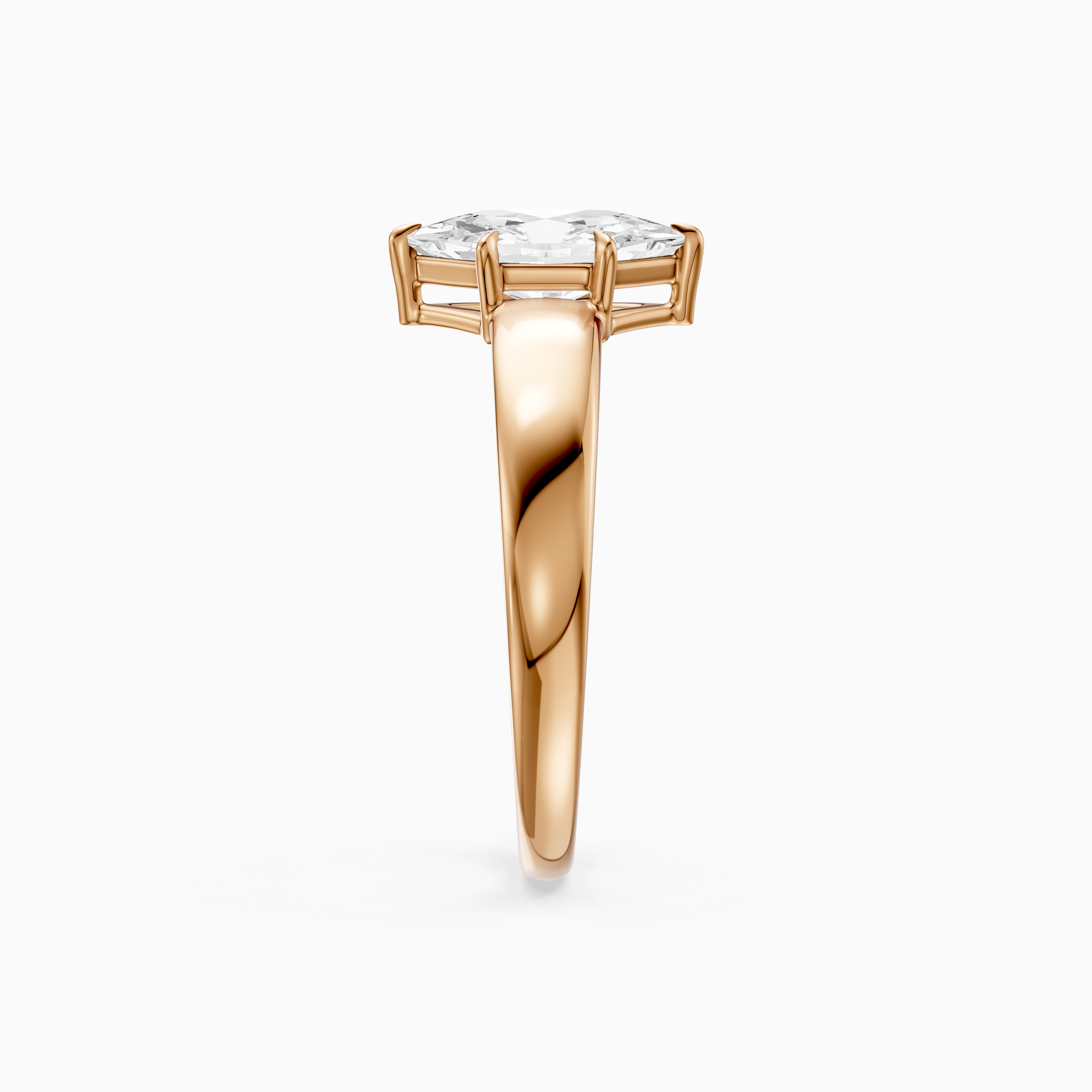 Mina Dutch Marquise Cut Moissanite Diamond Solitaire Ring with Tapered Band