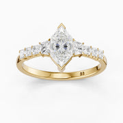 Raina Dutch Marquise Lab Grown Diamond Ring with Trapezoid Side Stones