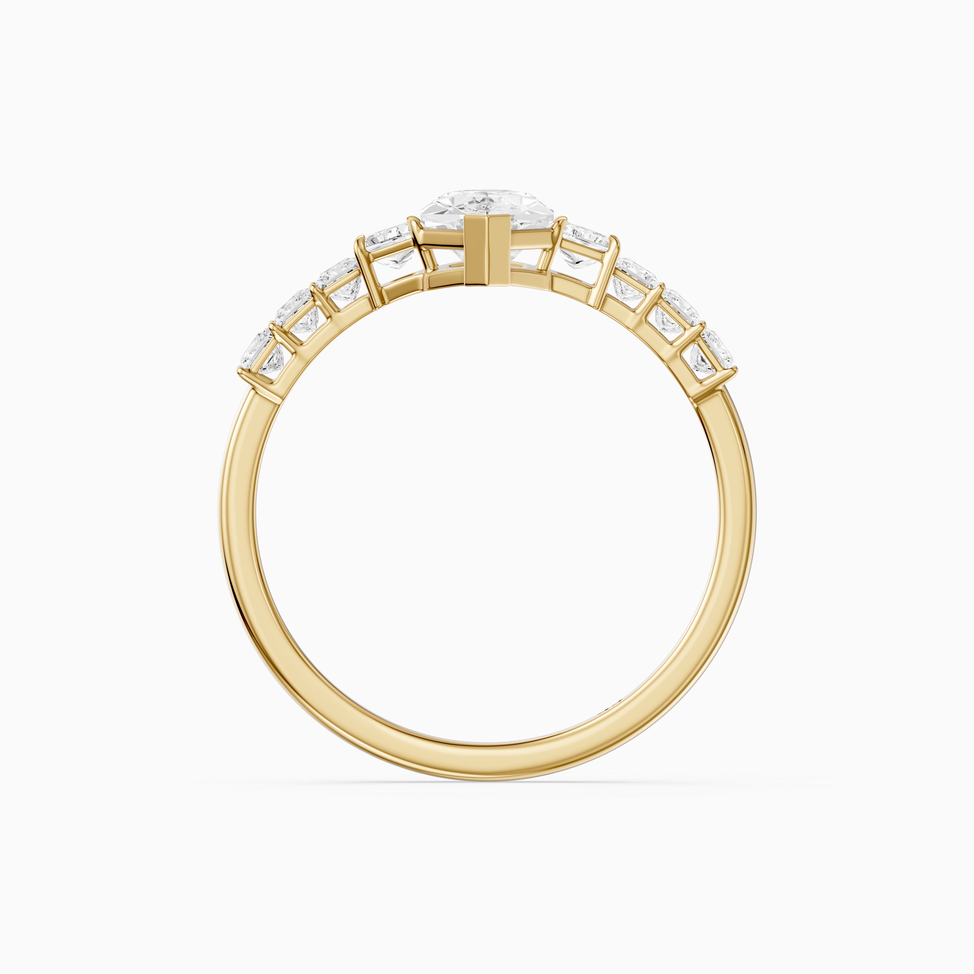 Raina Dutch Marquise Moissanite Diamond Ring with Trapezoid and Princess Cut Side Stones