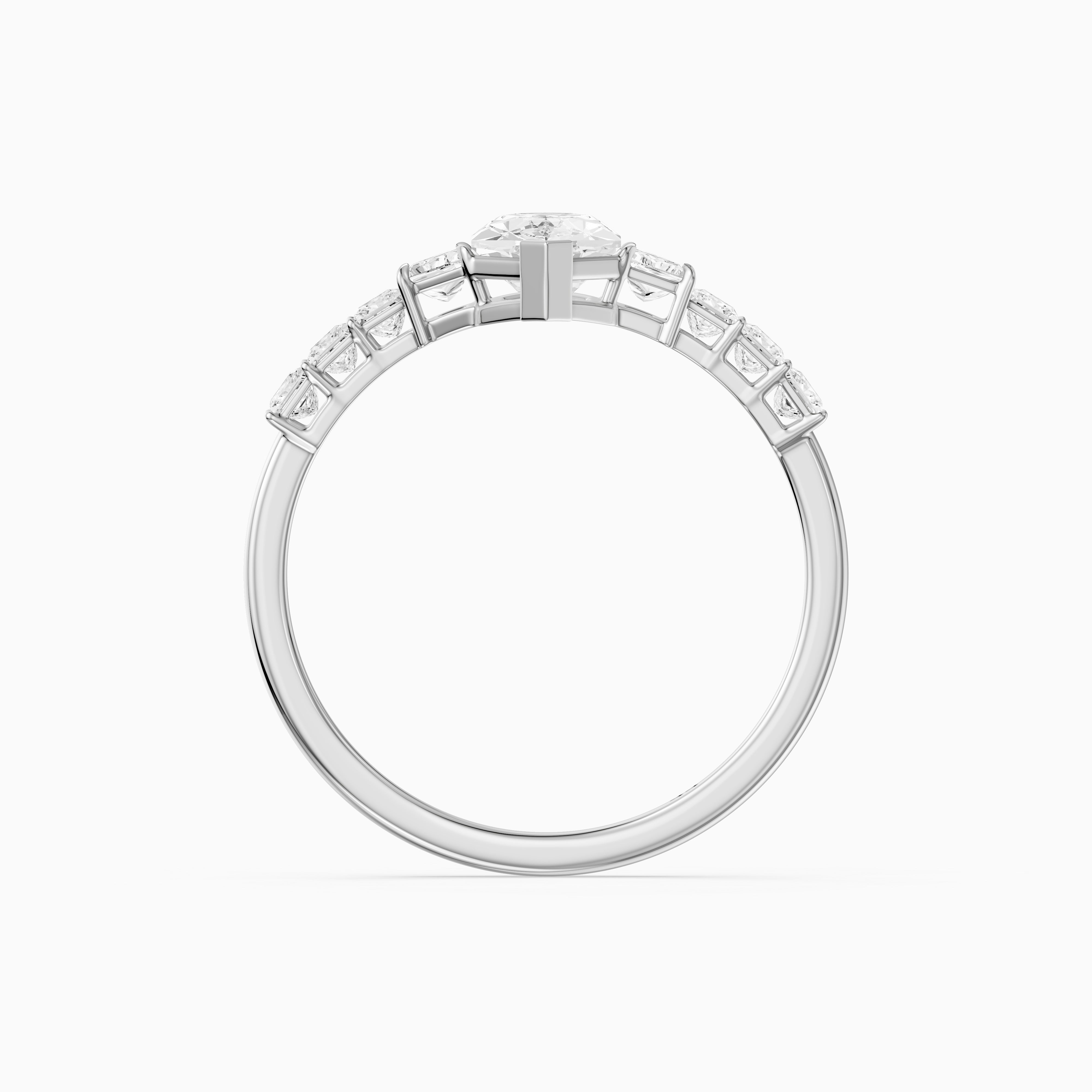 Raina Dutch Marquise Moissanite Diamond Ring with Trapezoid and Princess Cut Side Stones