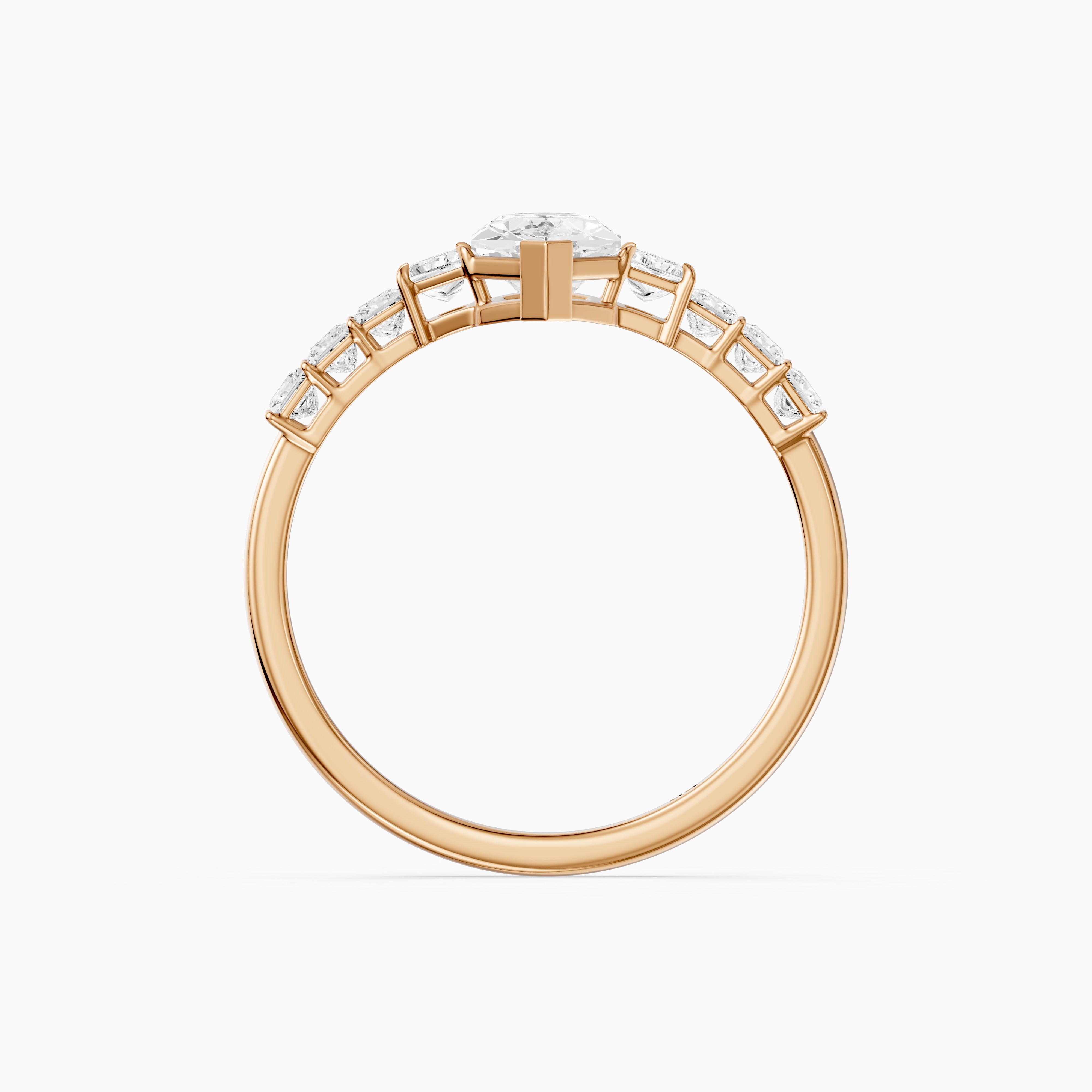Raina Dutch Marquise Moissanite Diamond Ring with Trapezoid and Princess Cut Side Stones